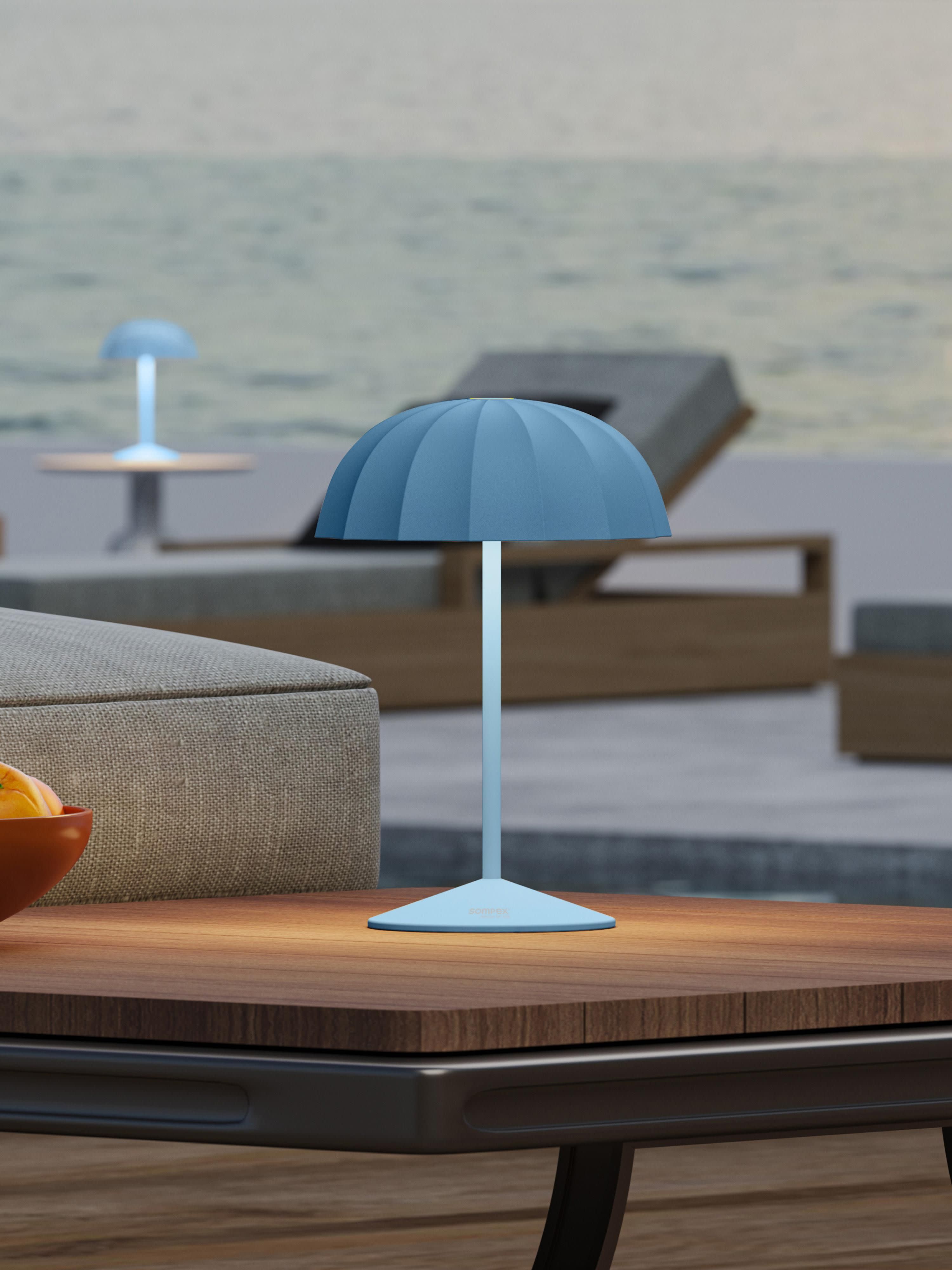 Petite lampe d'extérieur LED mobile Klaas, intensité ajustable - Gris-bleu