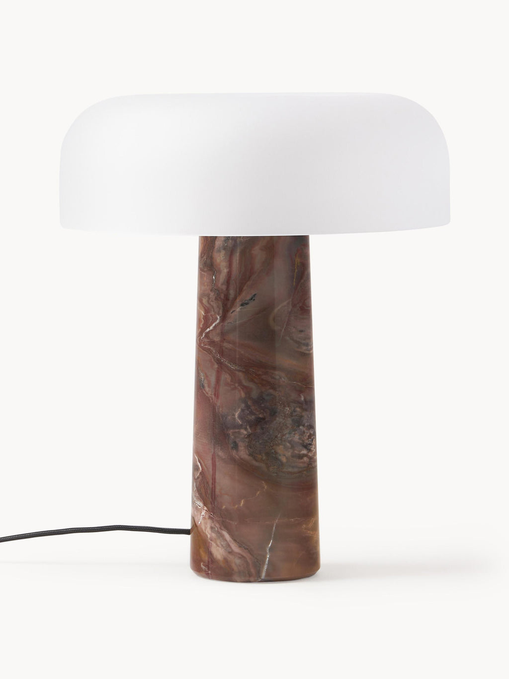 Lampe à poser avec pied en marbre Quinn - Brun marbré, blanc