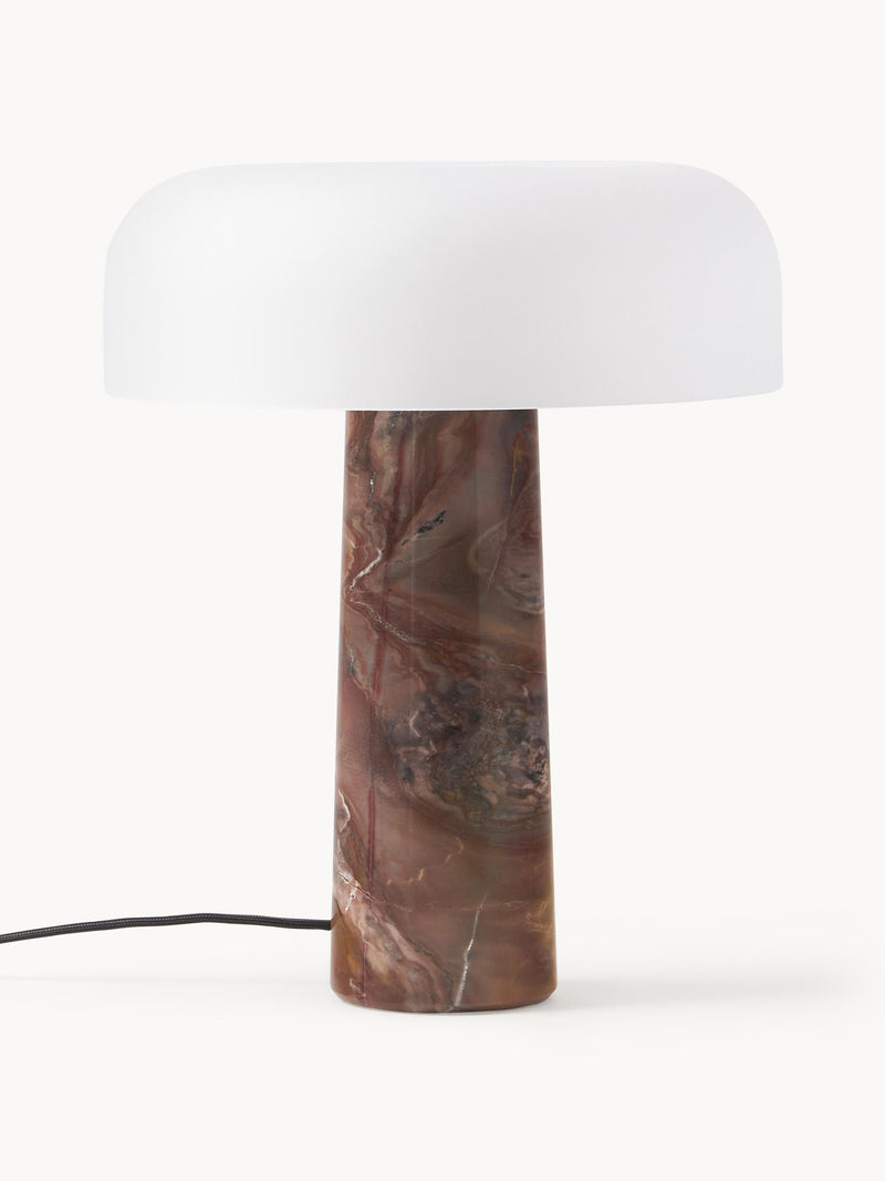 Lampe à poser avec pied en marbre Quinn - Brun marbré, blanc