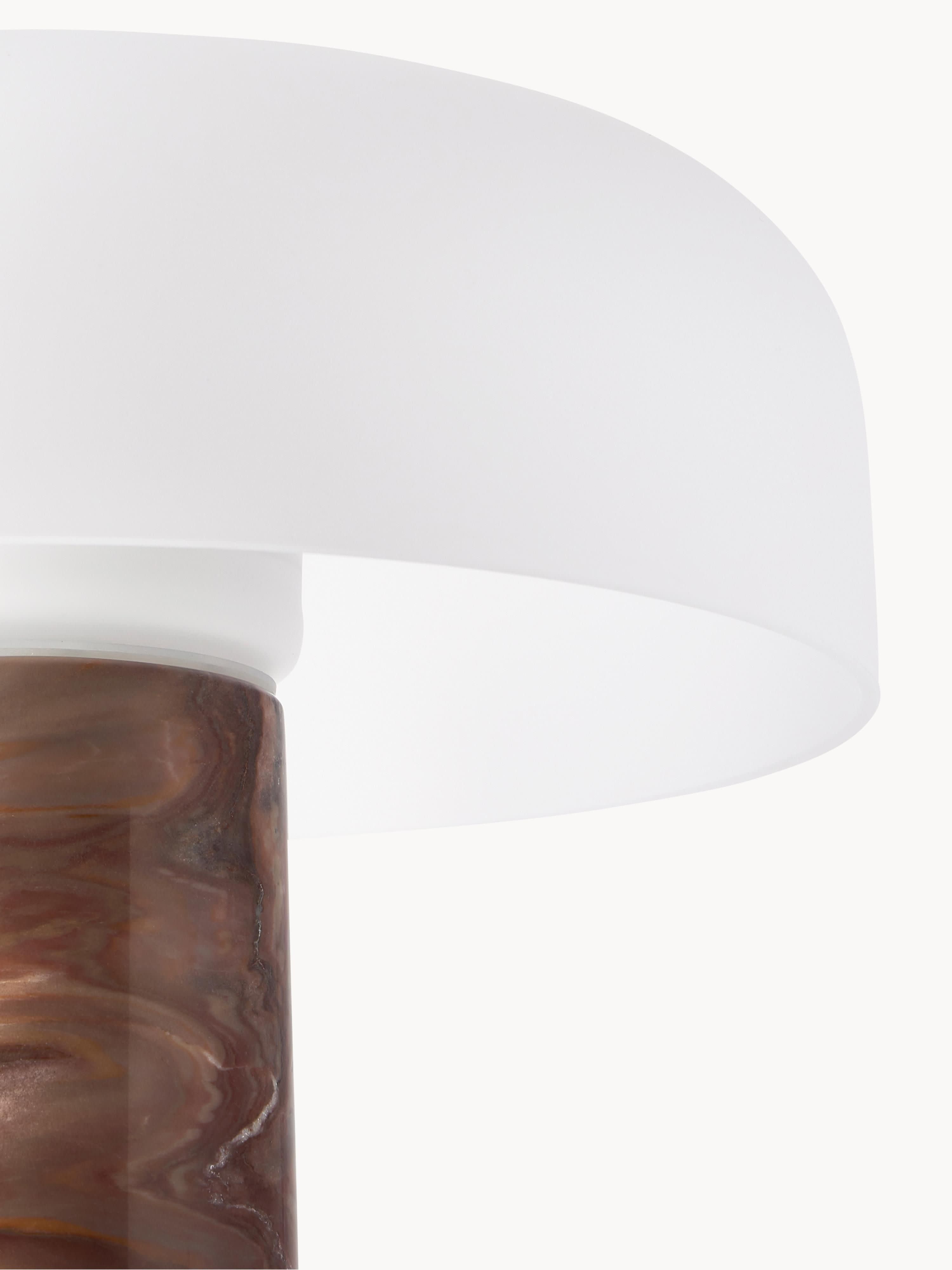 Lampe à poser avec pied en marbre Quinn - Brun marbré, blanc