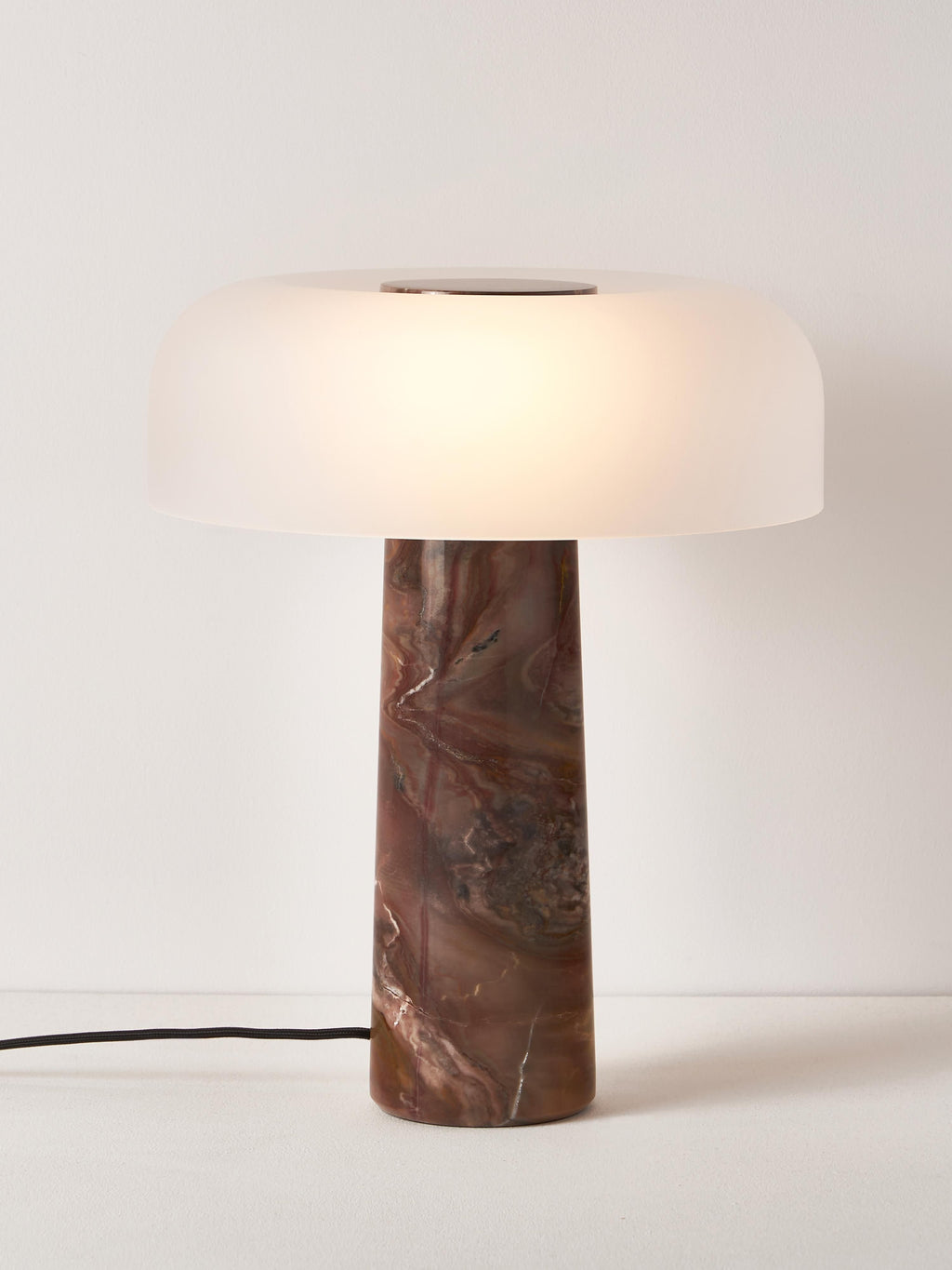 Lampe à poser avec pied en marbre Quinn - Brun marbré, blanc