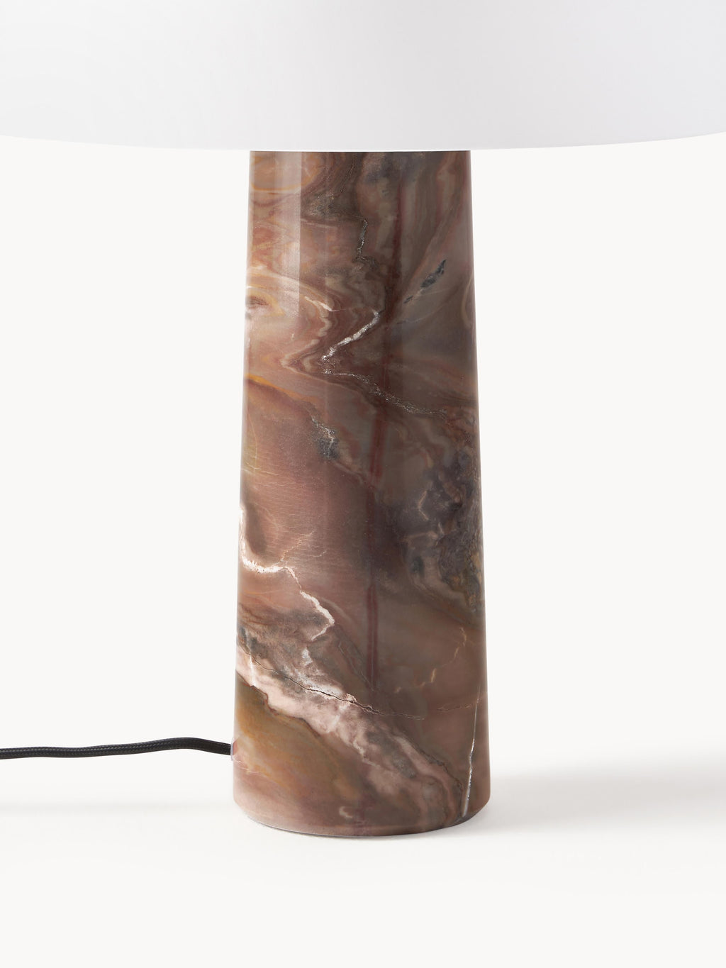 Lampe à poser avec pied en marbre Quinn - Brun marbré, blanc