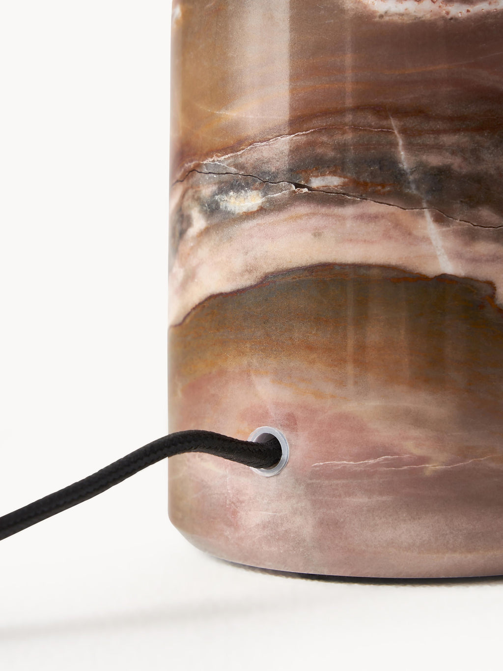 Lampe à poser avec pied en marbre Quinn - Brun marbré, blanc