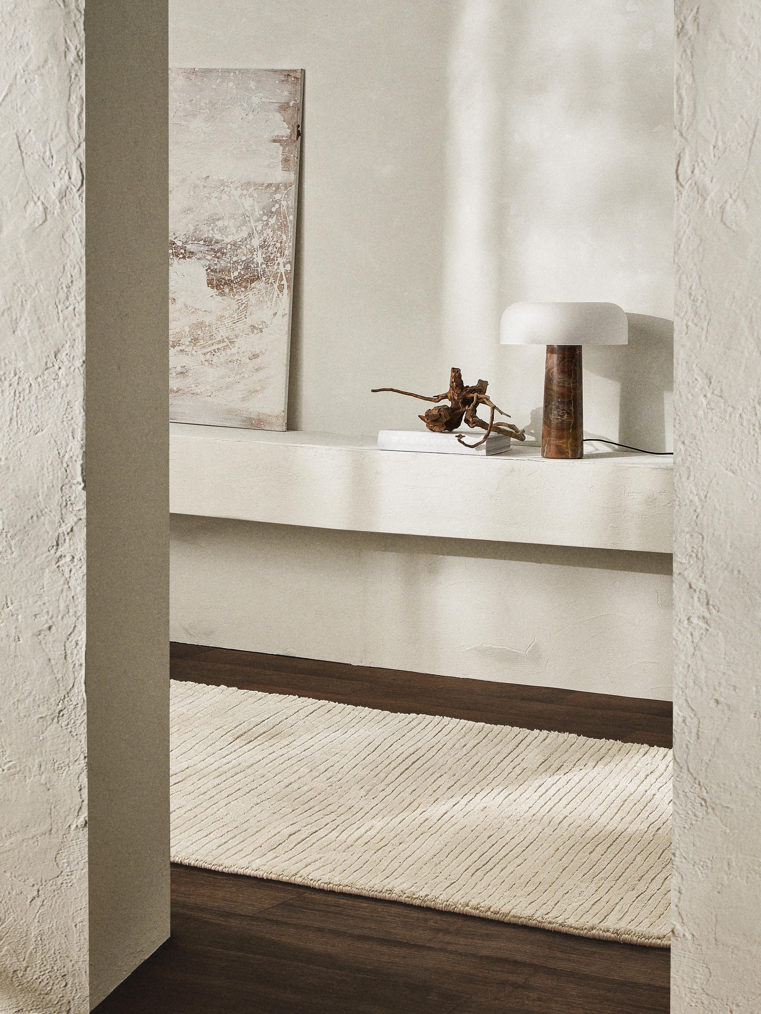 Lampe à poser avec pied en marbre Quinn - Brun marbré, blanc