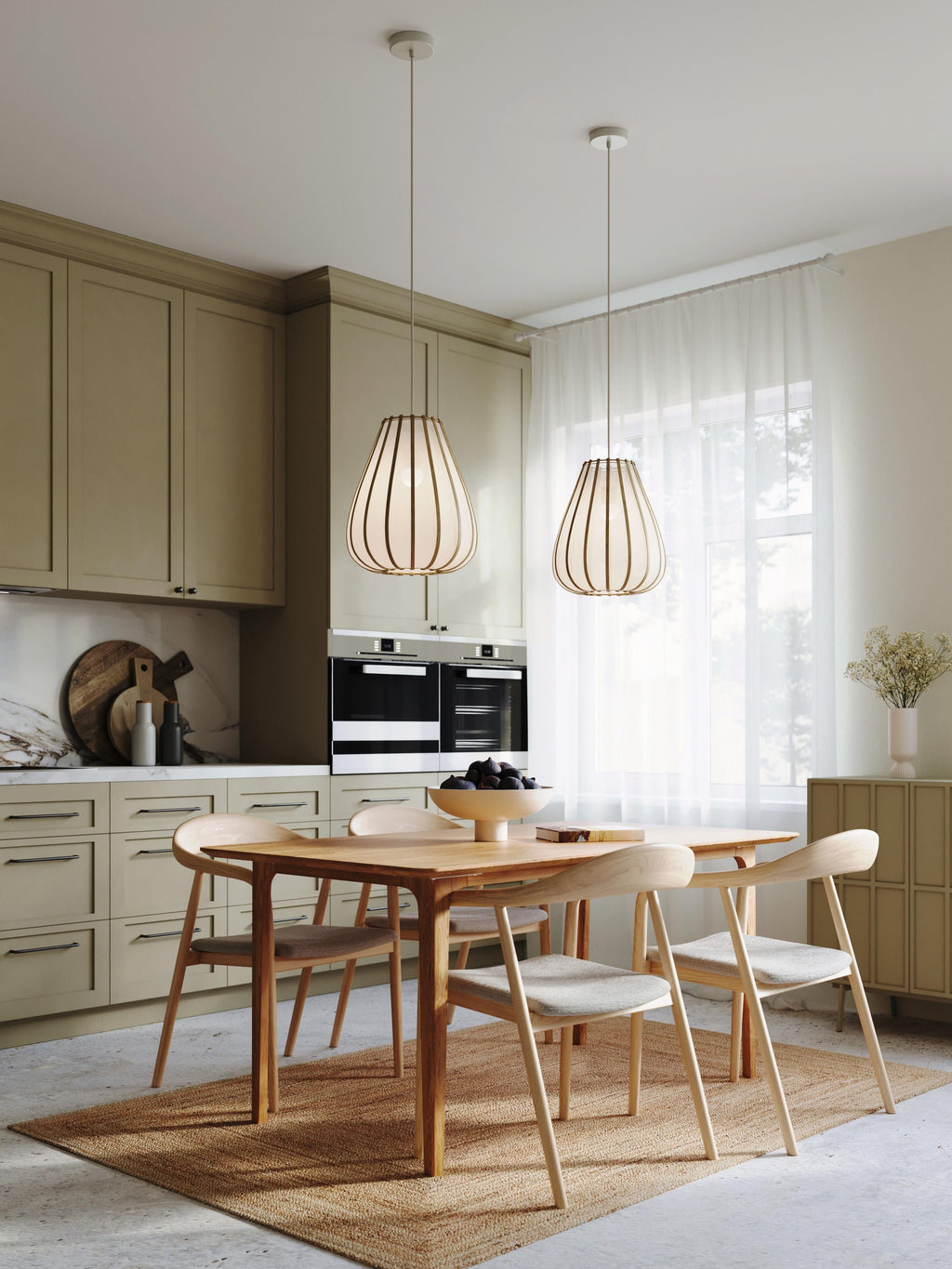 Suspension en bambou Murdoch - Blanc, bois clair