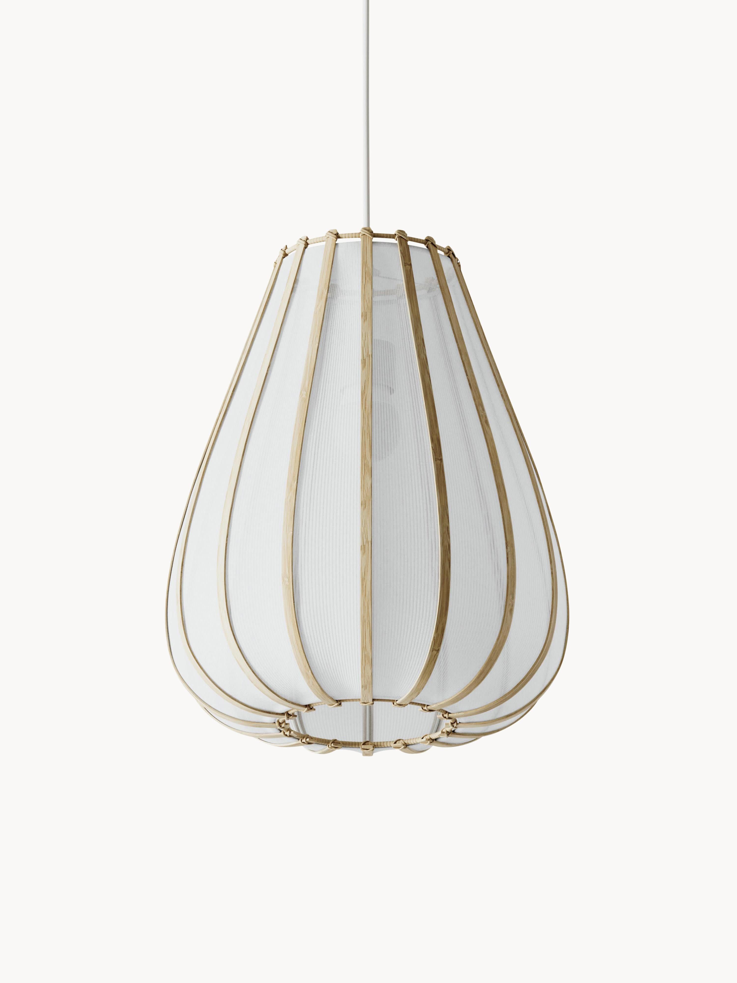 Suspension en bambou Murdoch - Blanc, bois clair