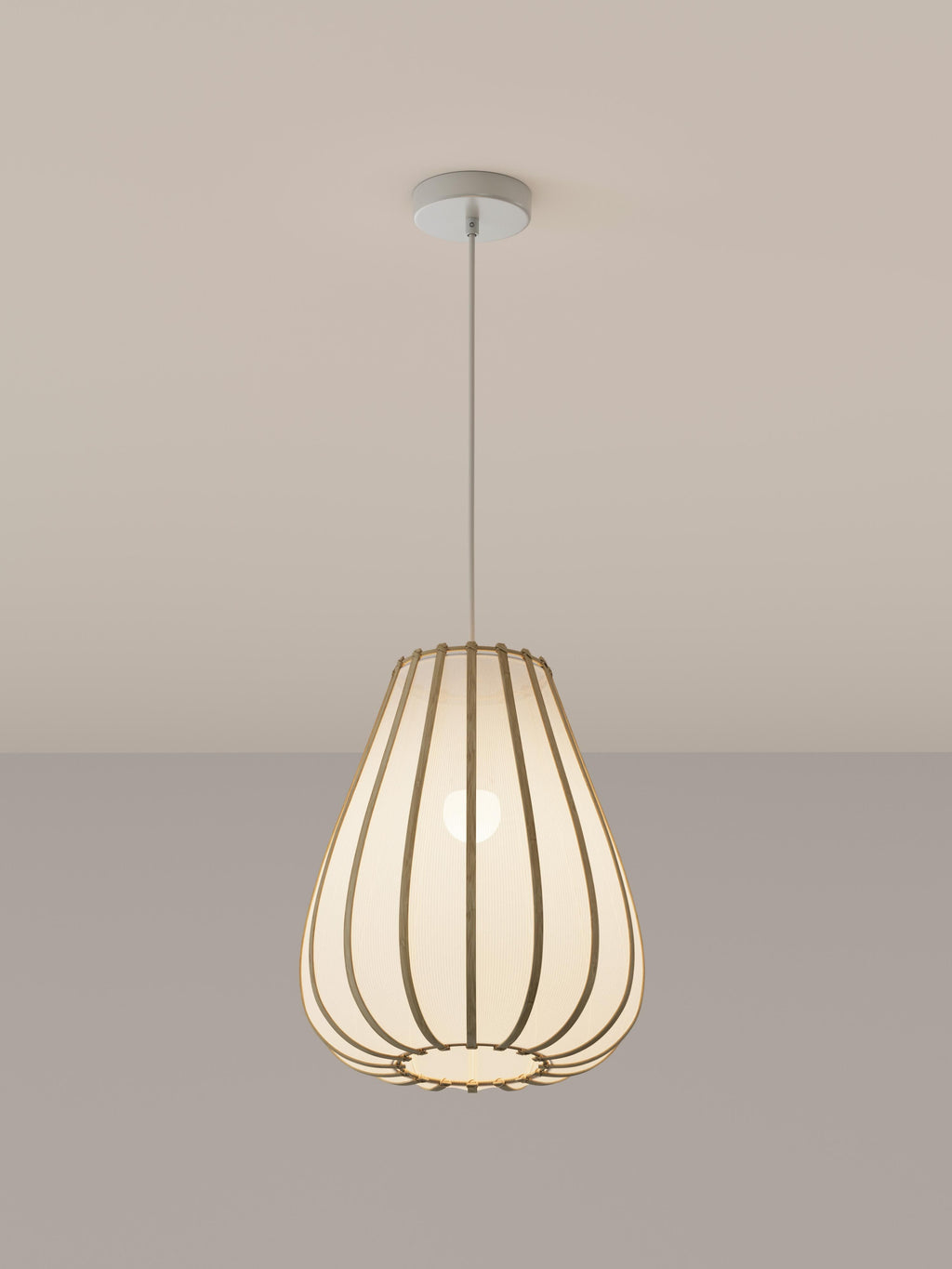 Suspension en bambou Murdoch - Blanc, bois clair
