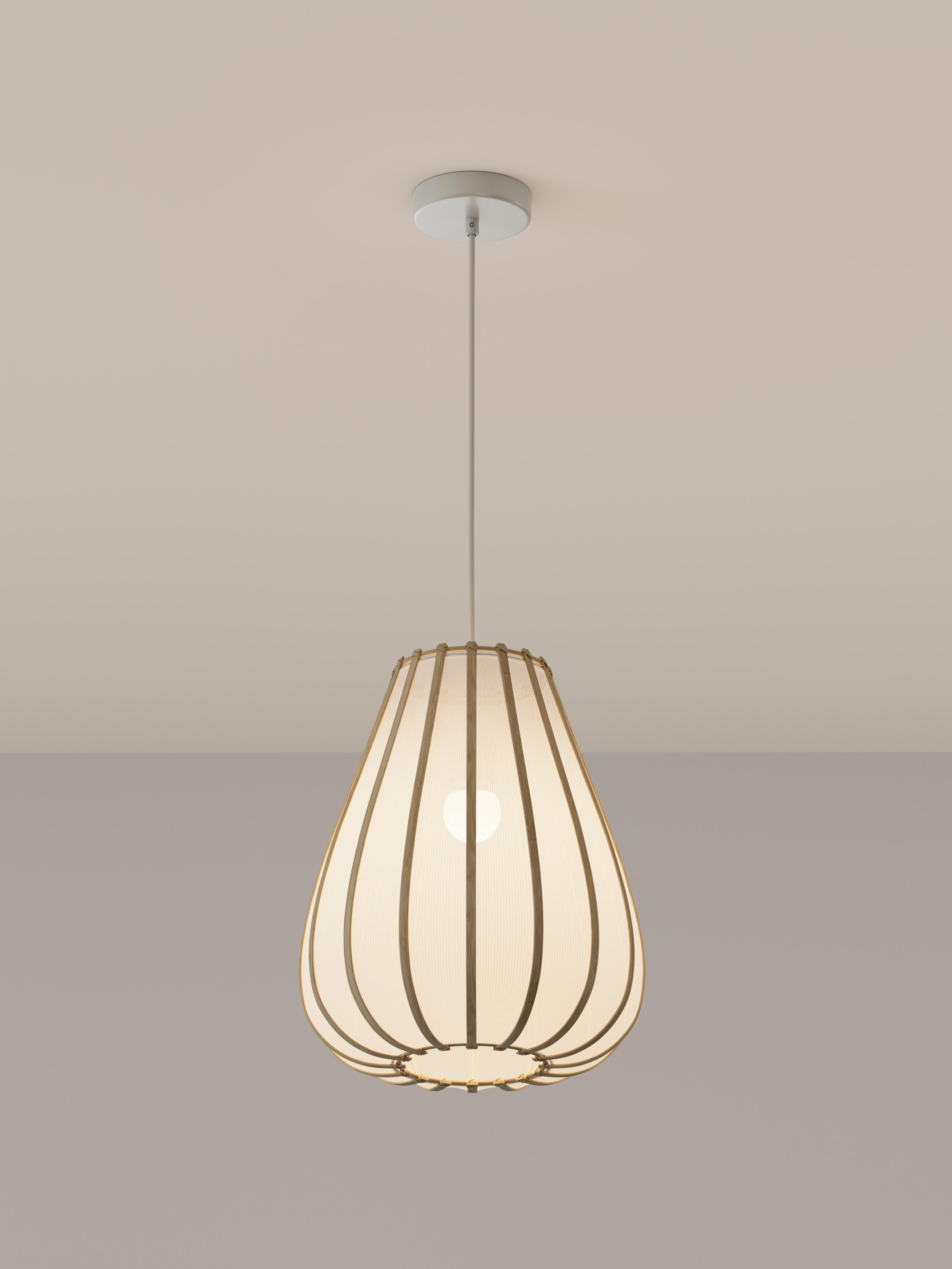 Suspension en bambou Murdoch - Blanc, bois clair