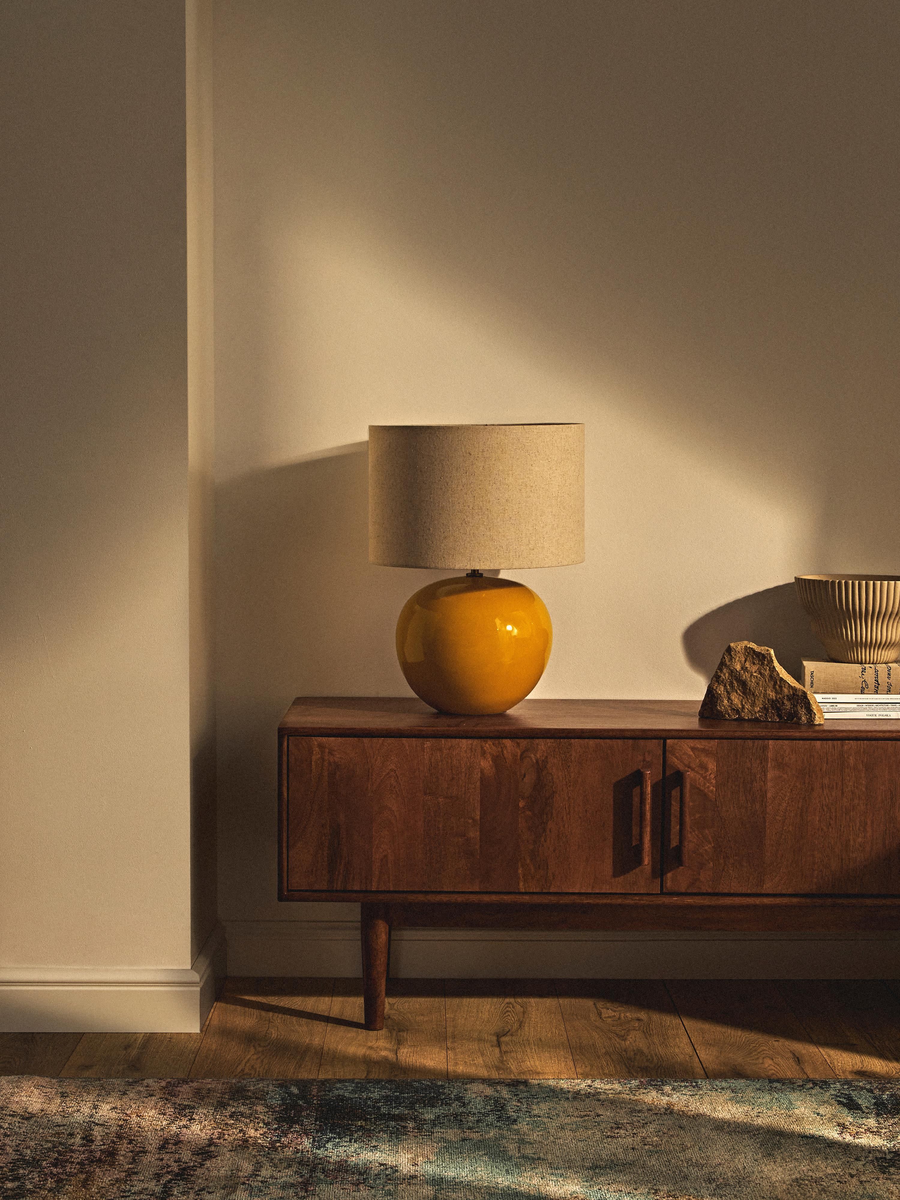 Lampe à poser en céramique Col - Jaune soleil, beige clair