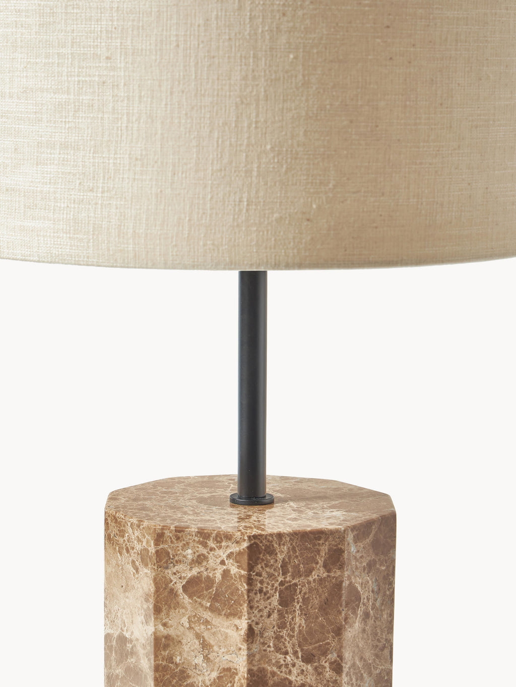 Lampadaire avec pied en marbre Neale - Blanc cassé, brun, marbré