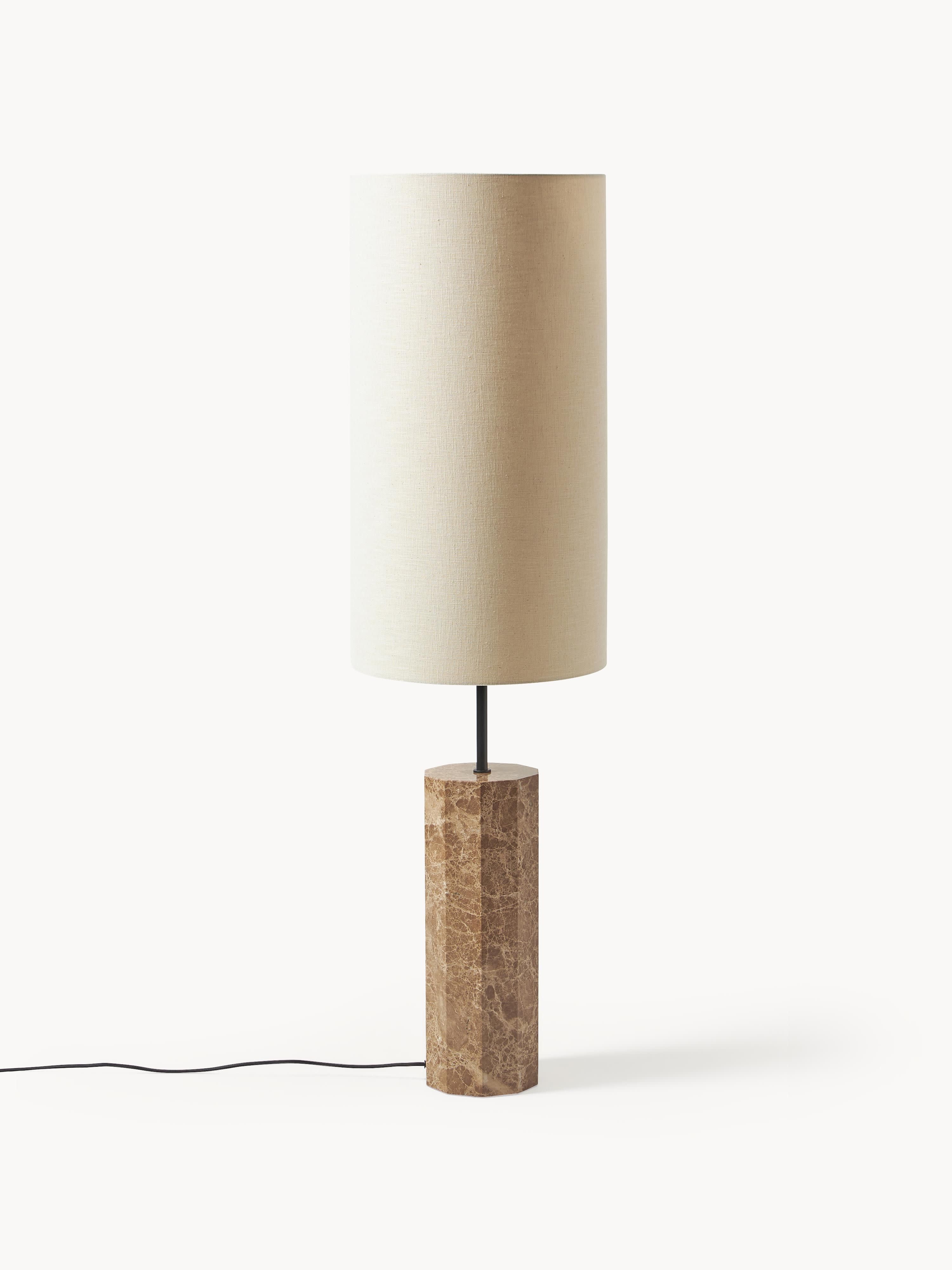 Lampadaire avec pied en marbre Neale - Blanc cassé, brun, marbré