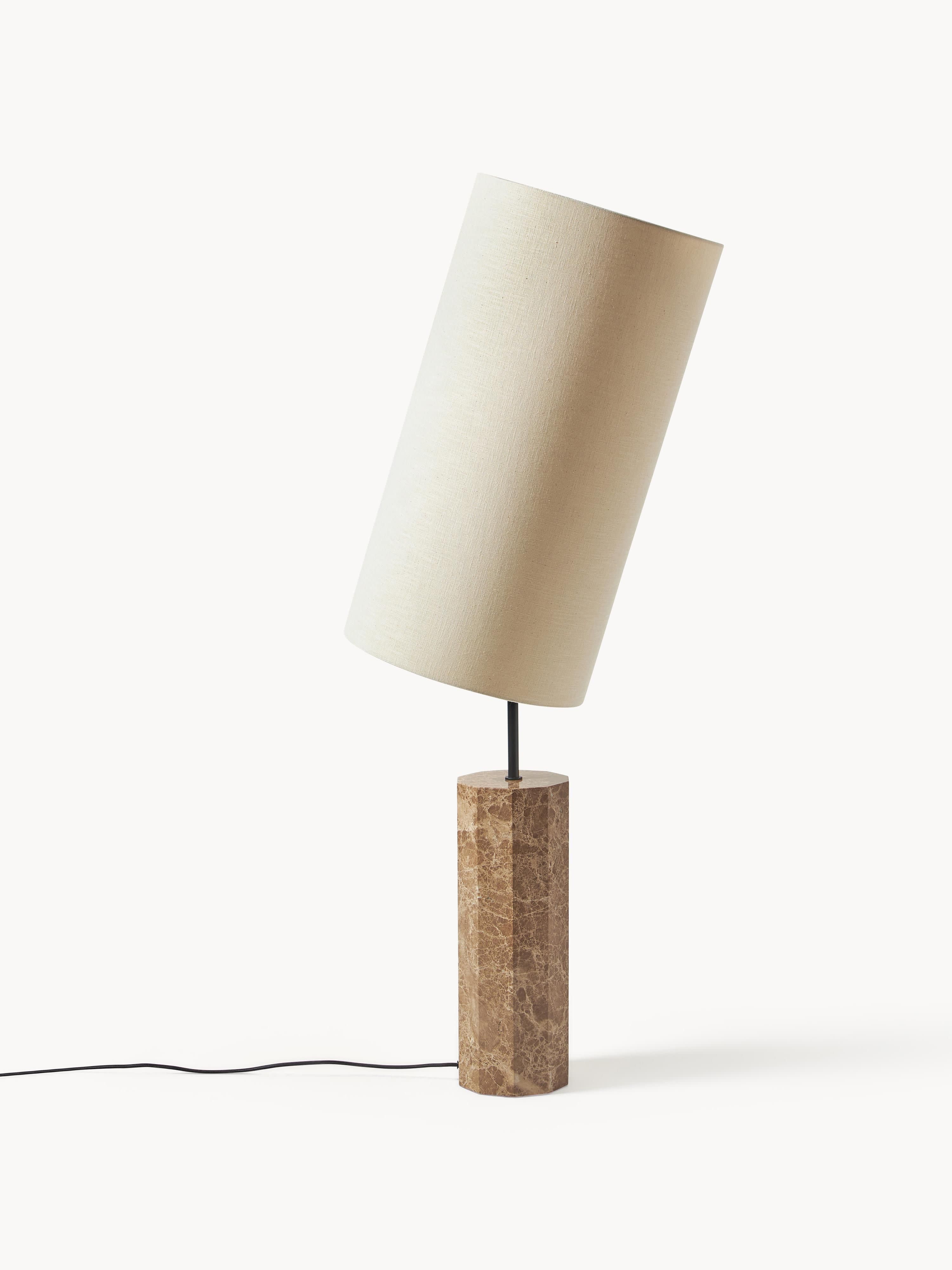 Lampadaire avec pied en marbre Neale - Blanc cassé, brun, marbré