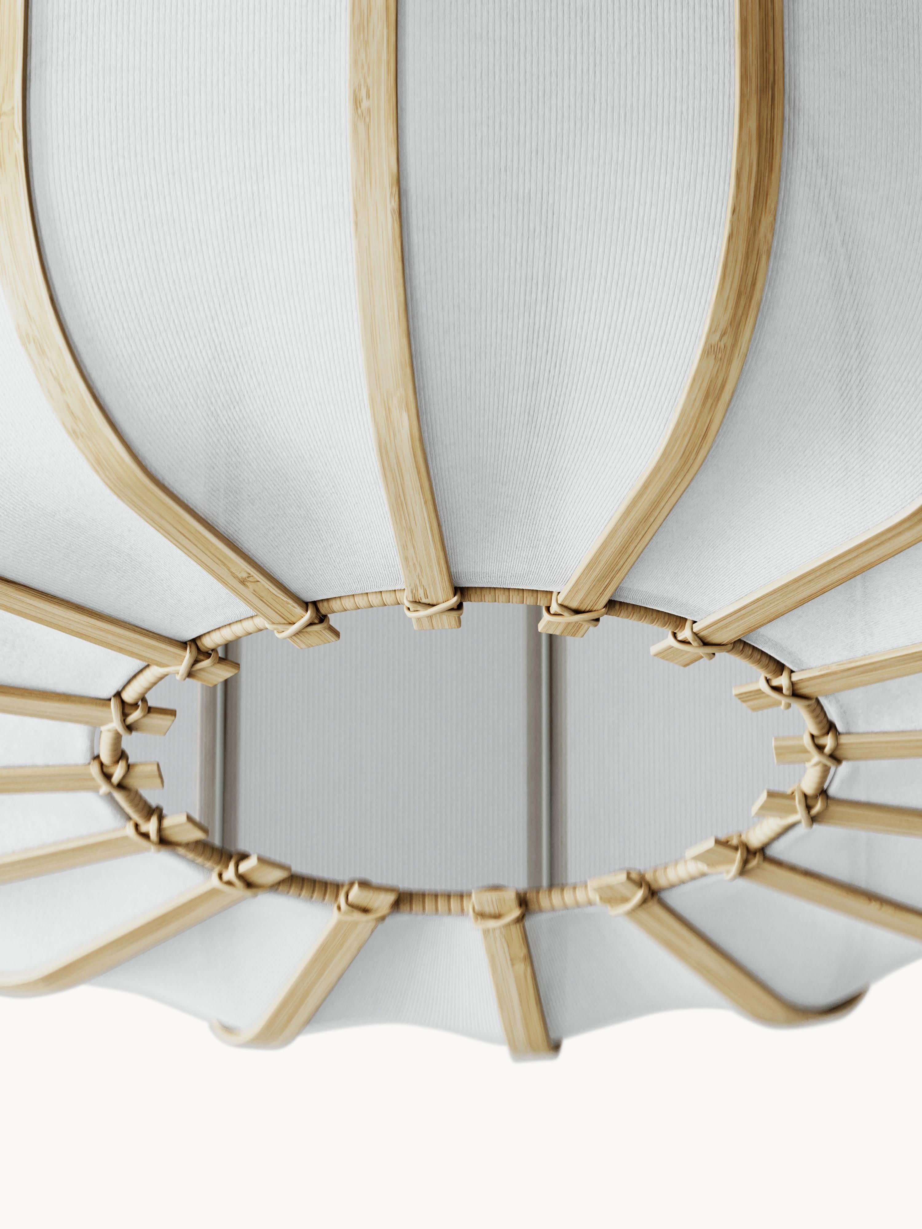 Plafonnier en bambou Murdoch - Blanc, bois clair