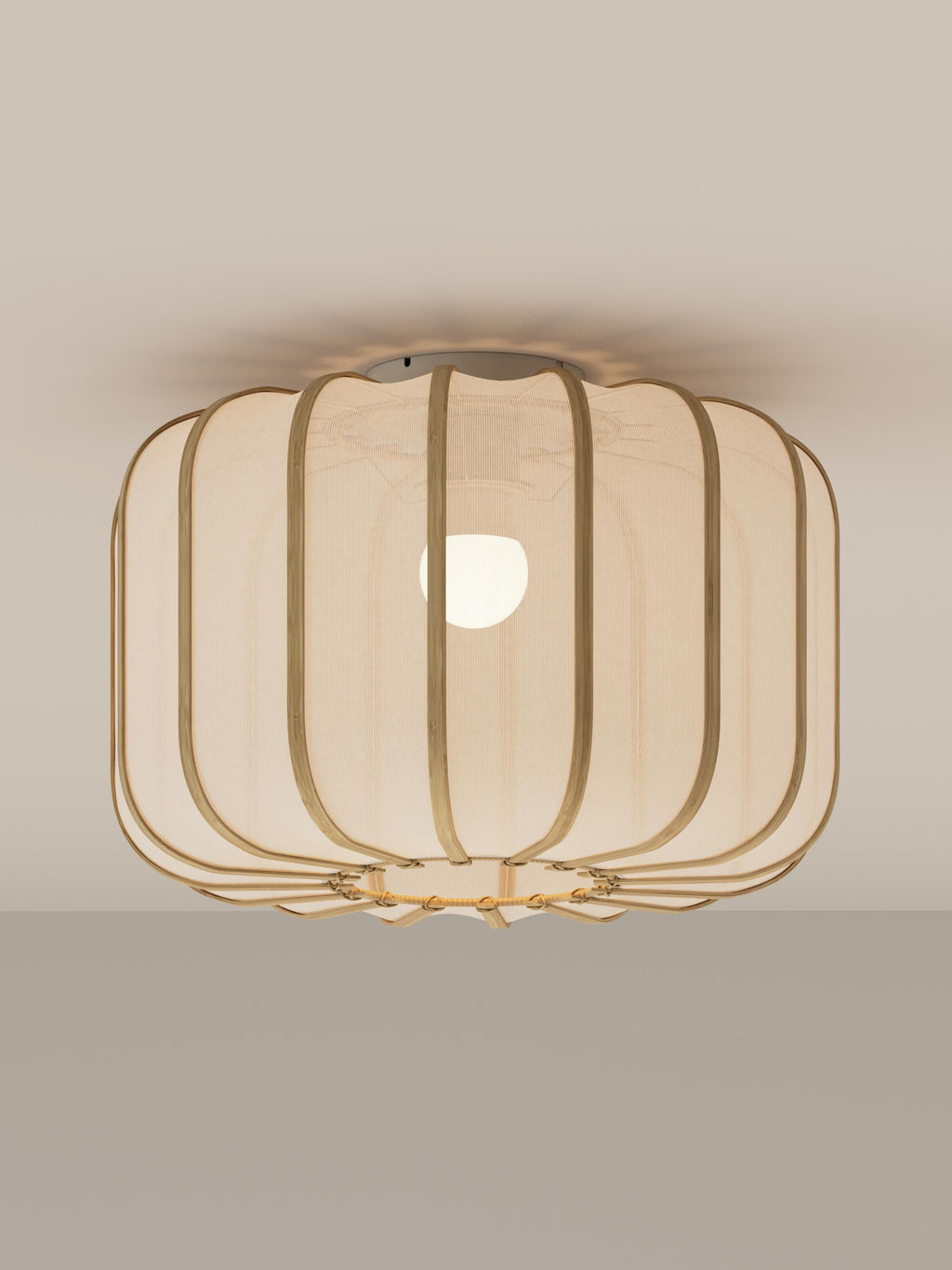 Plafonnier en bambou Murdoch - Blanc, bois clair