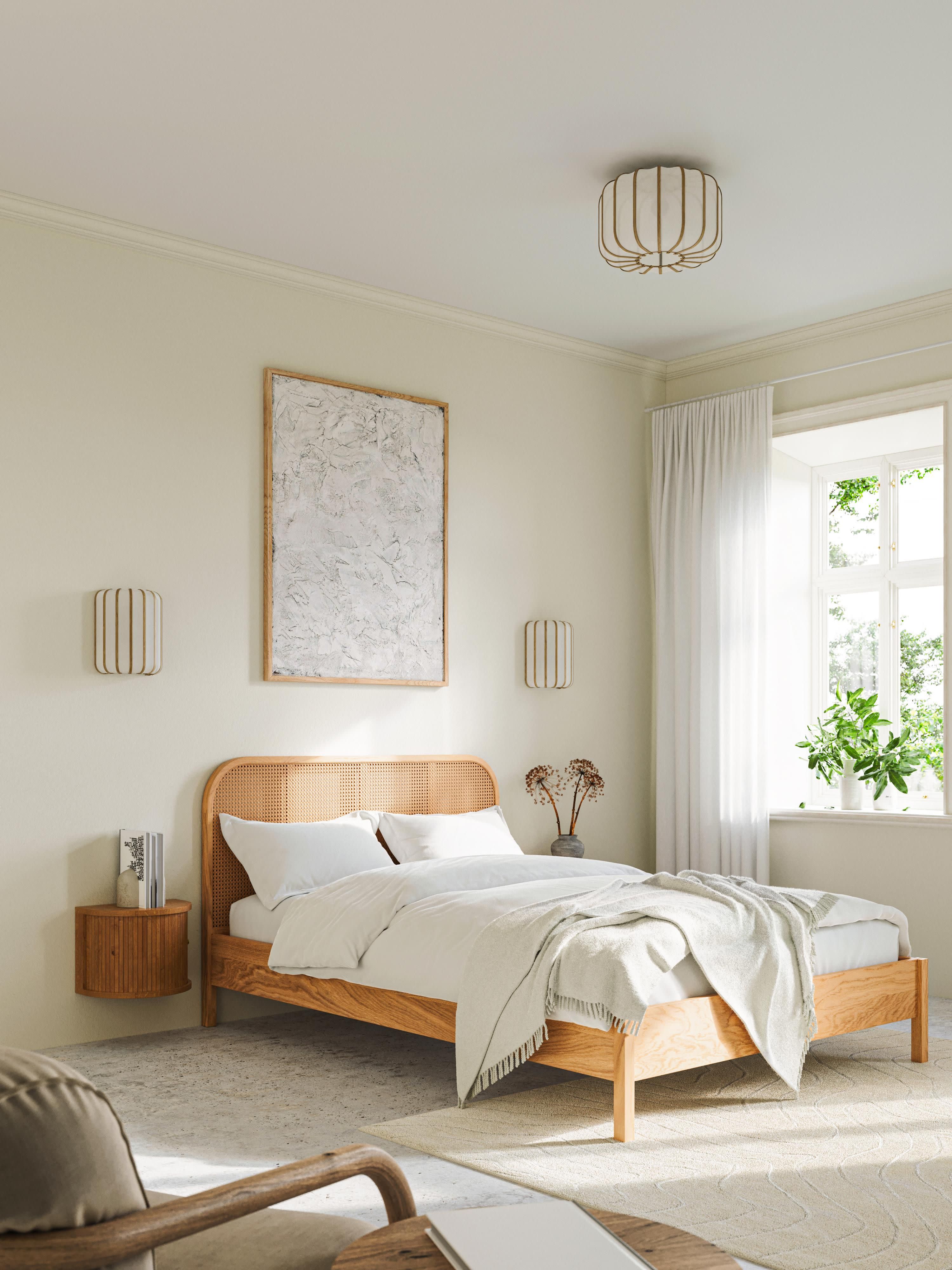 Plafonnier en bambou Murdoch - Blanc, bois clair