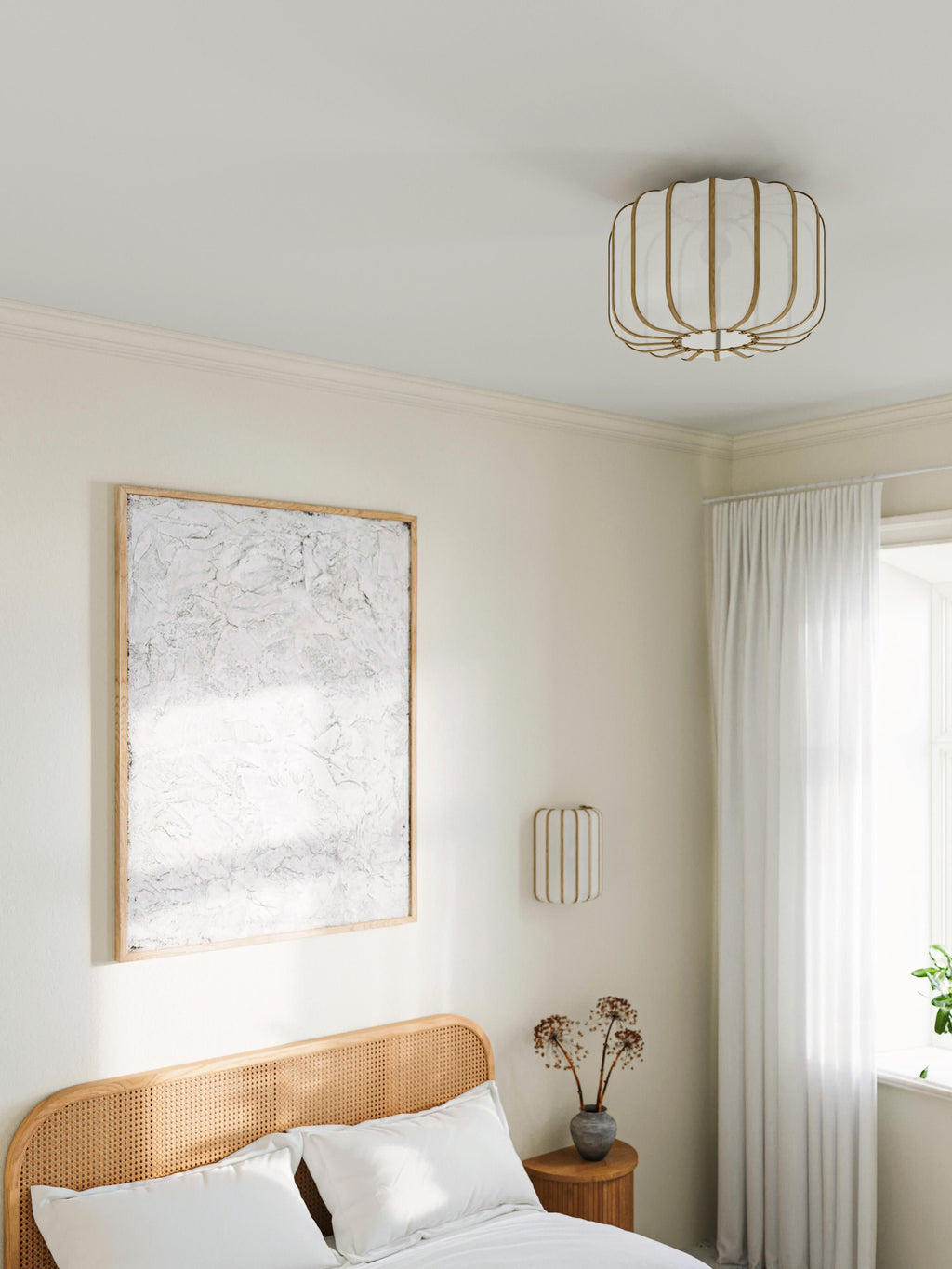 Plafonnier en bambou Murdoch - Blanc, bois clair