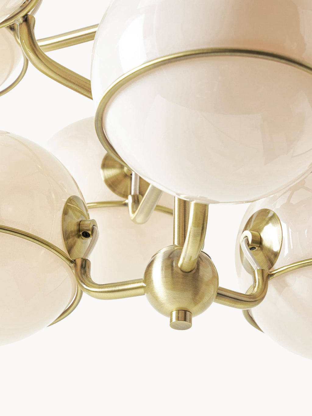 Grande suspension en verre Stigand - Blanc crème, doré