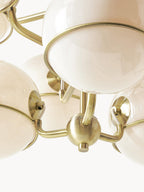 Grande suspension en verre Stigand - Blanc crème, doré