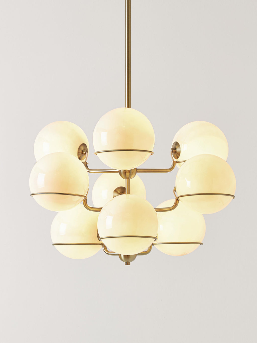 Grande suspension en verre Stigand - Blanc crème, doré