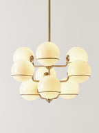 Grande suspension en verre Stigand - Blanc crème, doré