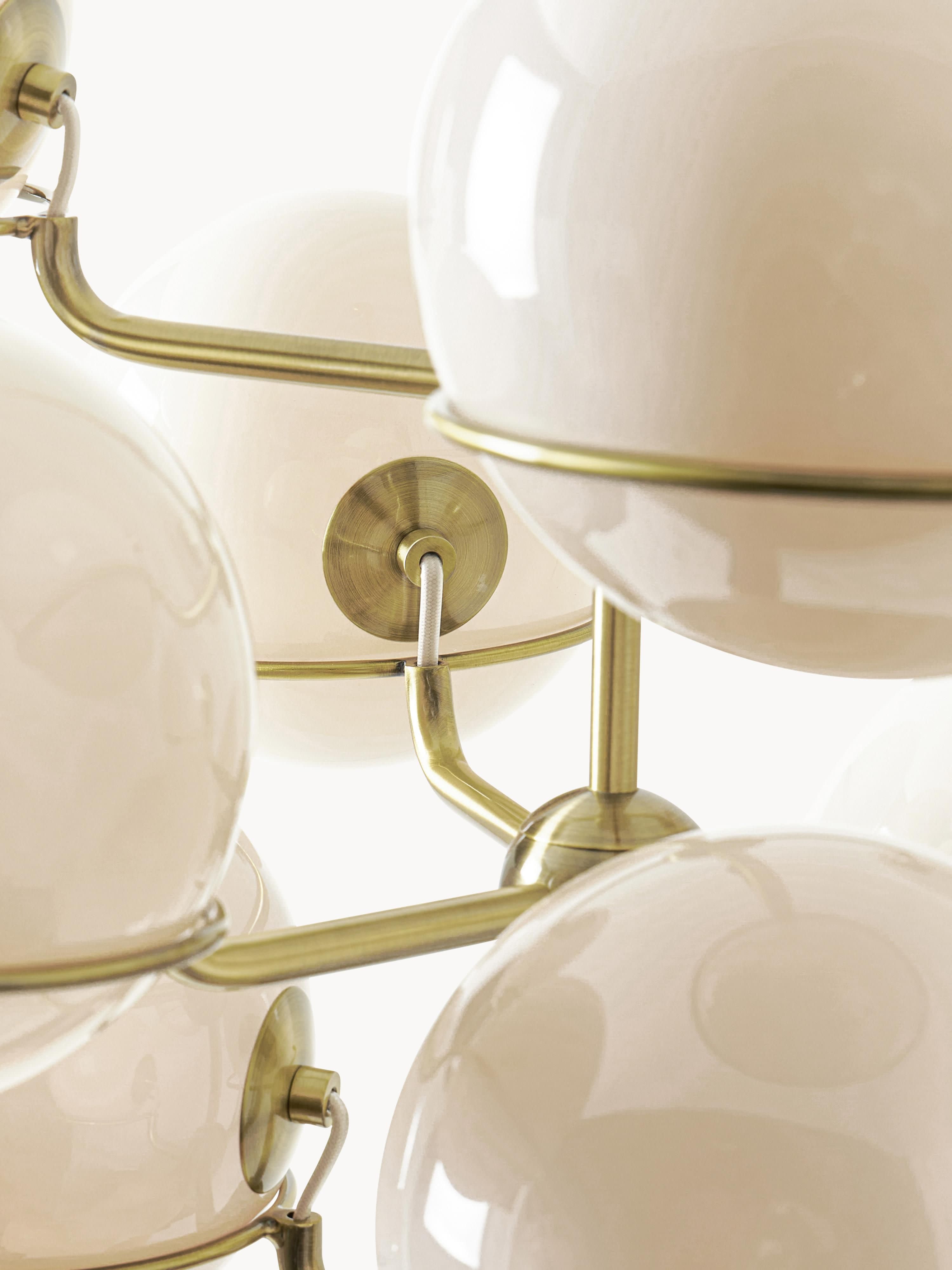 Grande suspension en verre Stigand - Blanc crème, doré