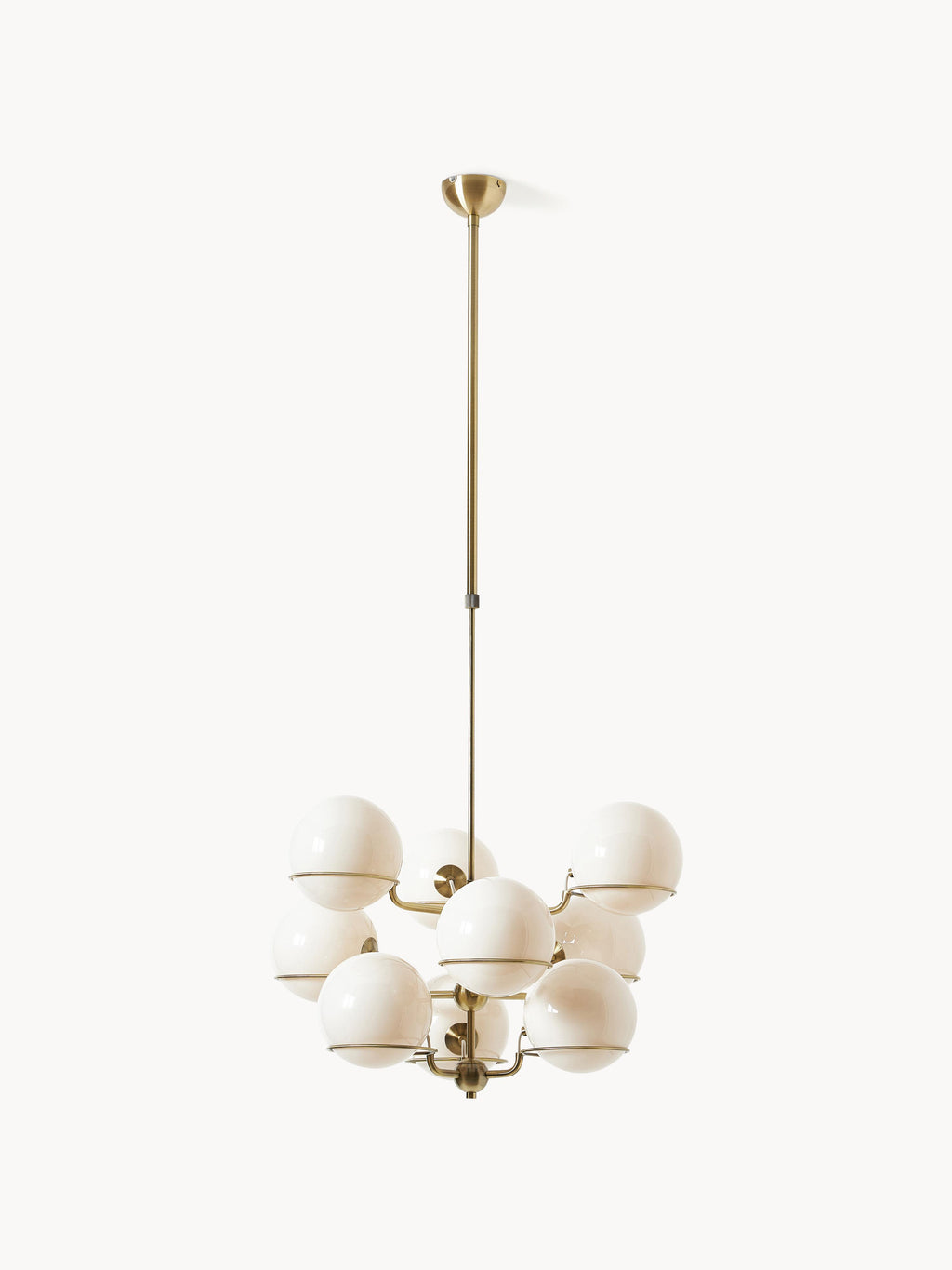 Grande suspension en verre Stigand - Blanc crème, doré