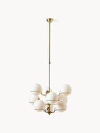 Grande suspension en verre Stigand - Blanc crème, doré