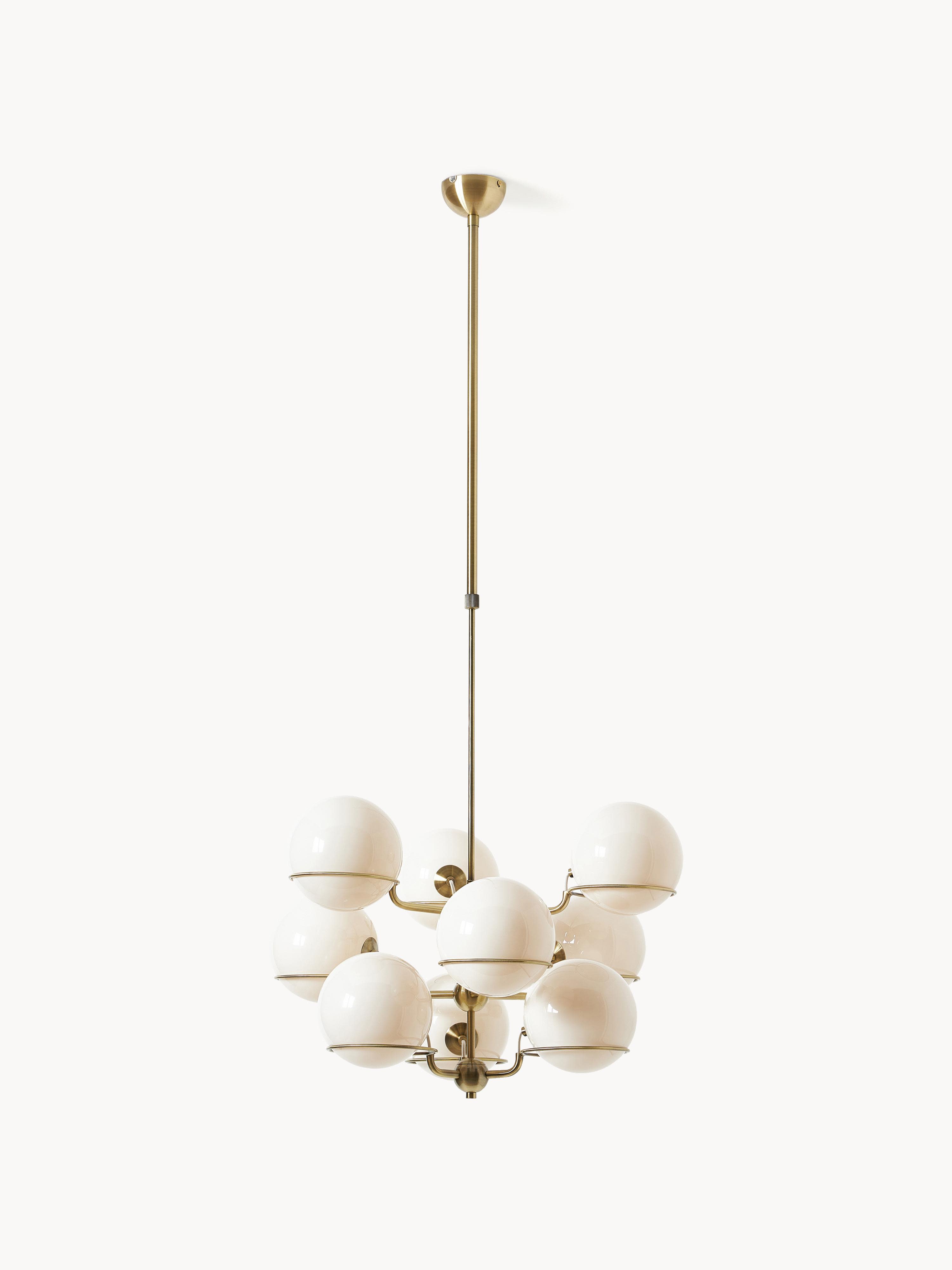 Grande suspension en verre Stigand - Blanc crème, doré