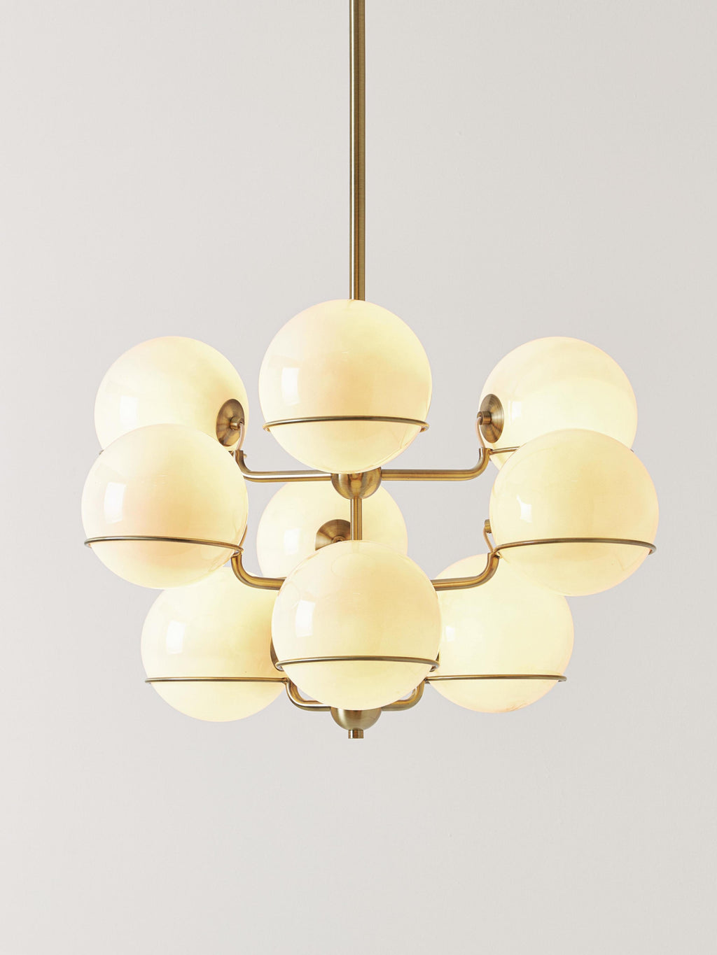 Grande suspension en verre Stigand - Blanc crème, doré