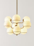 Grande suspension en verre Stigand - Blanc crème, doré