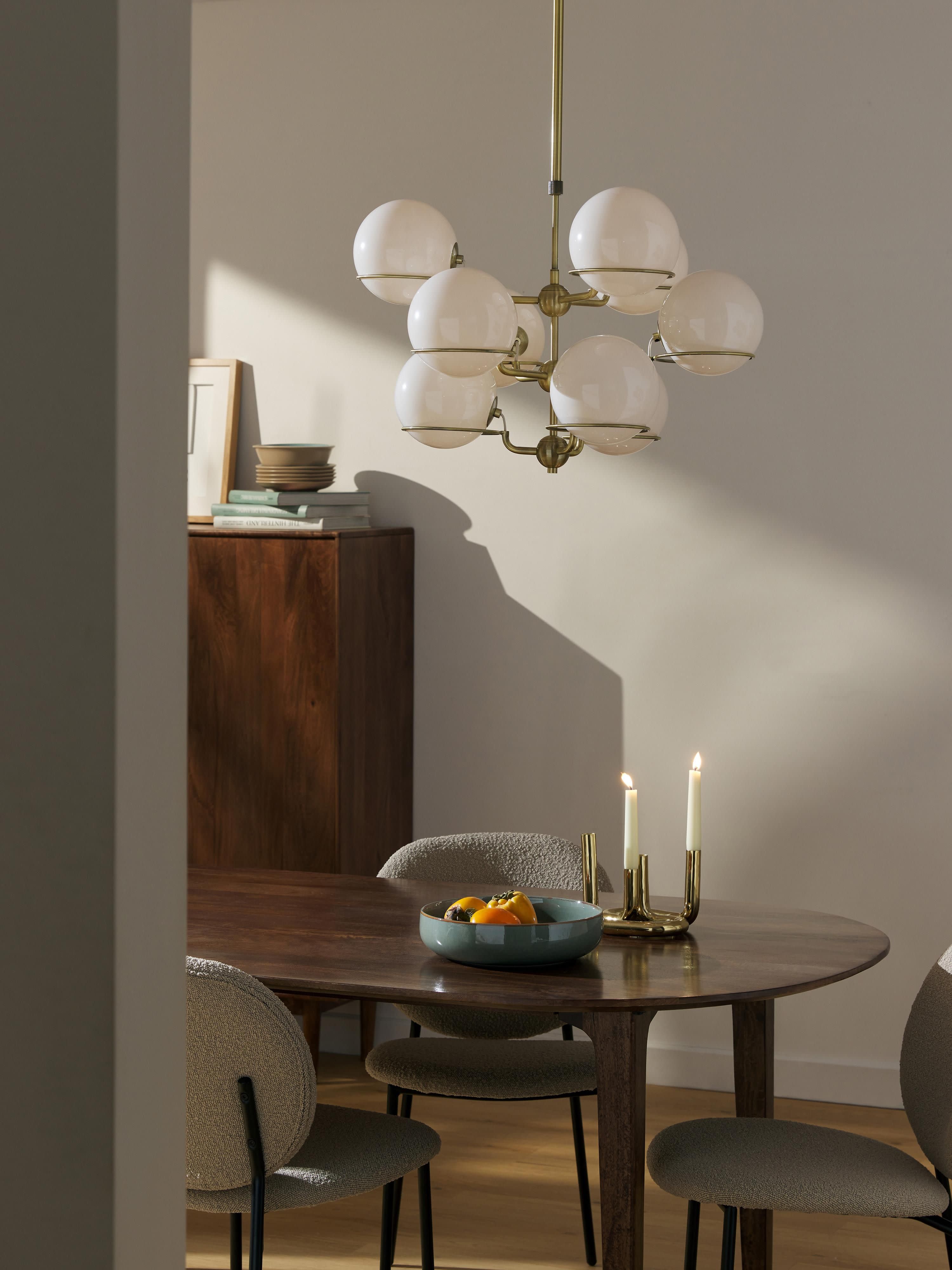 Grande suspension en verre Stigand - Blanc crème, doré