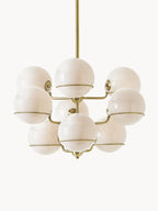 Grande suspension en verre Stigand - Blanc crème, doré