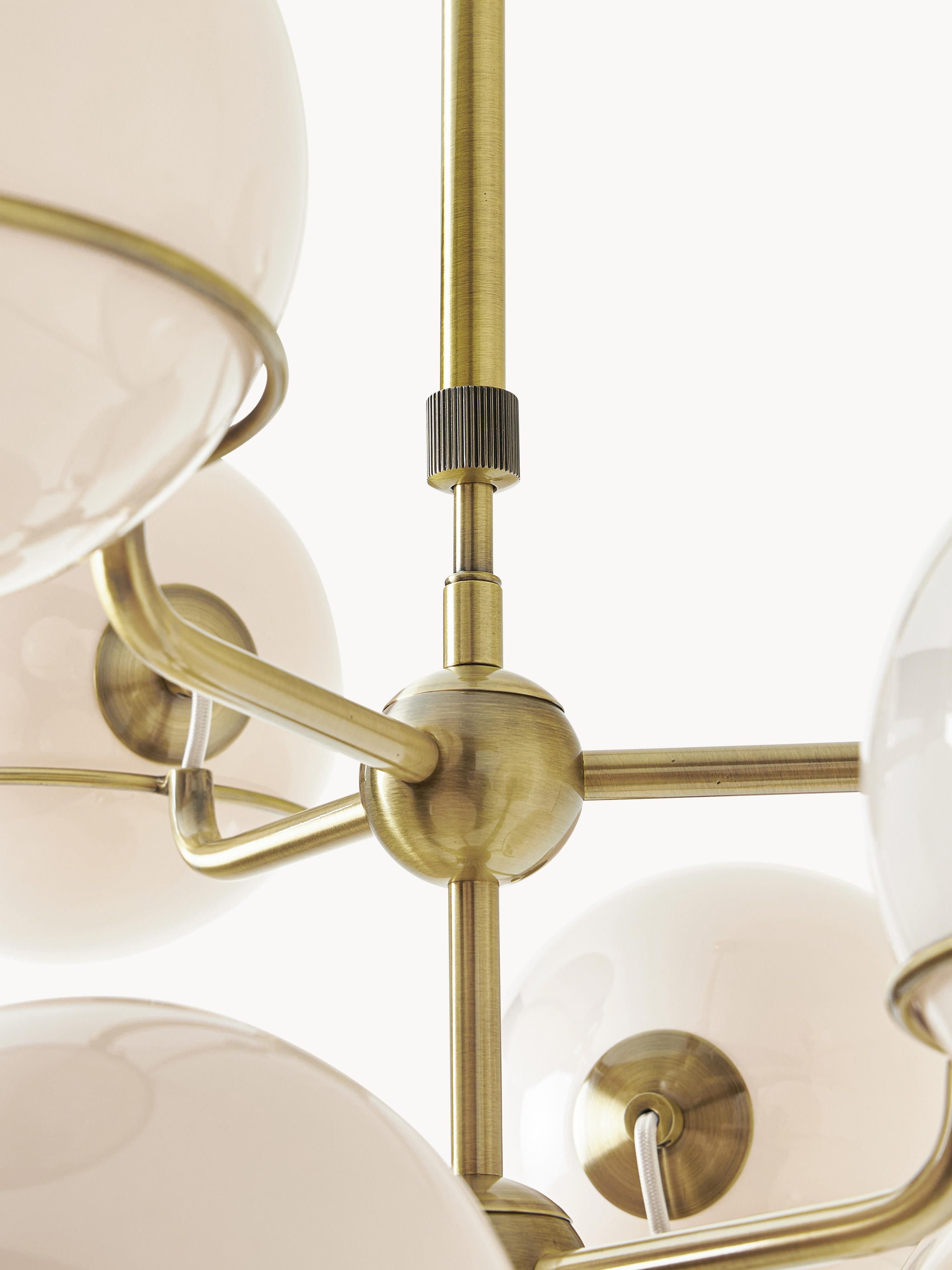 Grande suspension en verre Stigand - Blanc crème, doré