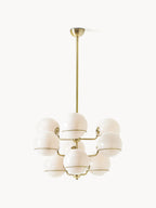 Grande suspension en verre Stigand - Blanc crème, doré