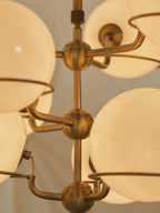 Grande suspension en verre Stigand - Blanc crème, doré