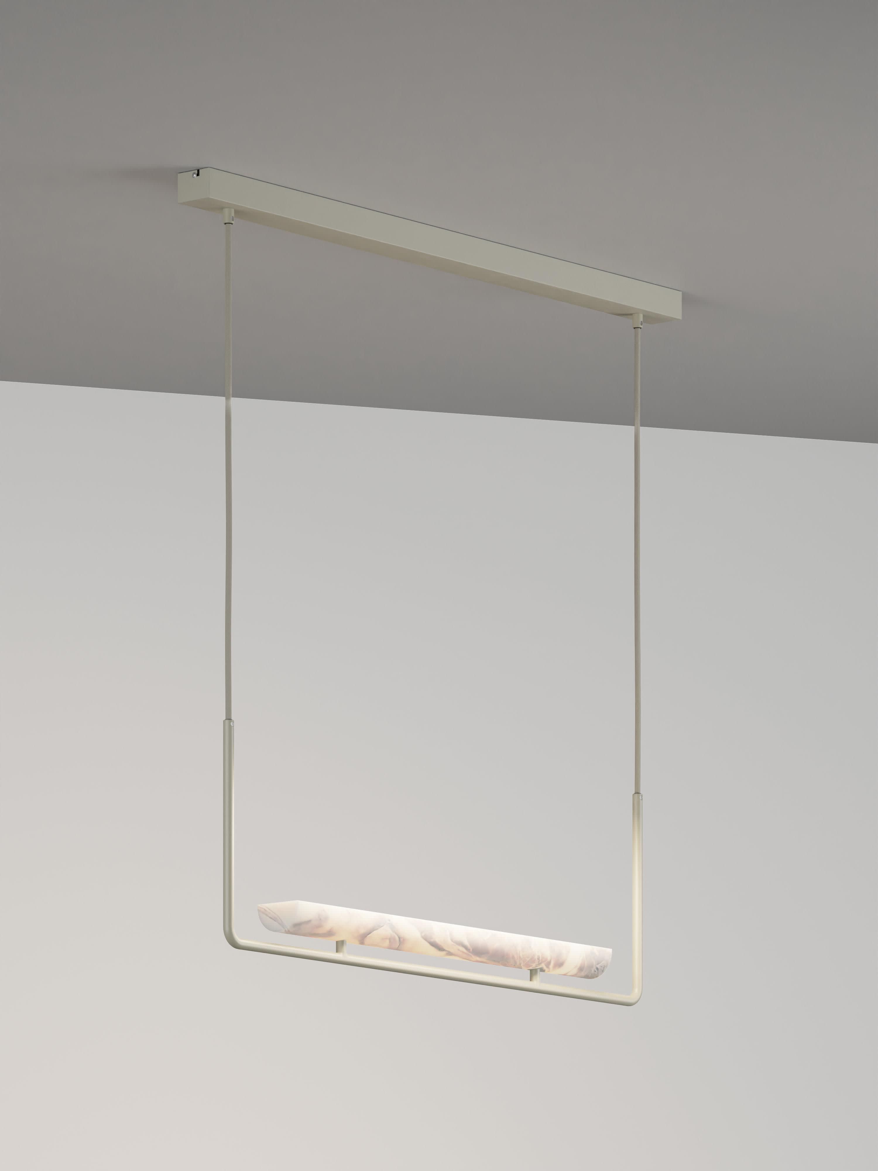 Grande suspension LED en albâtre Ingmund - Albâtre blanc, blanc cassé