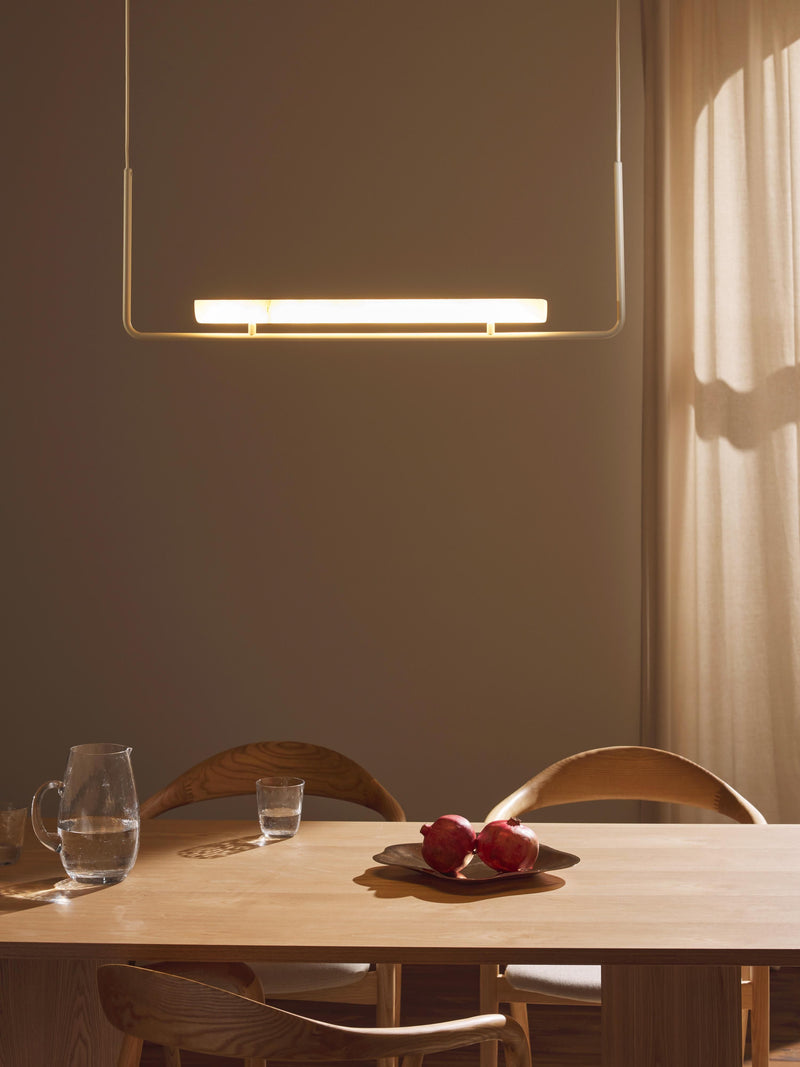 Grande suspension LED en albâtre Ingmund - Albâtre blanc, blanc cassé