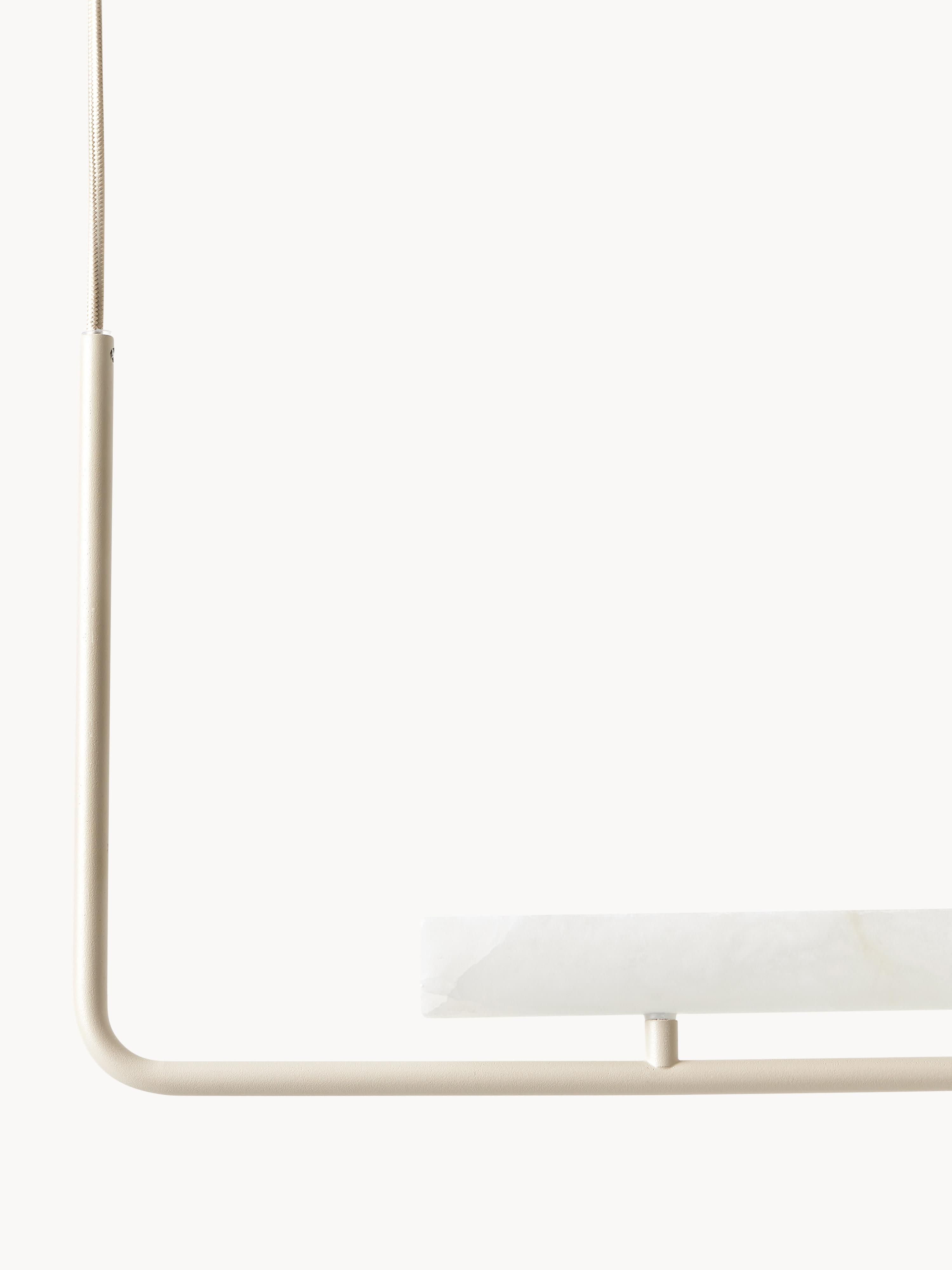 Grande suspension LED en albâtre Ingmund - Albâtre blanc, blanc cassé