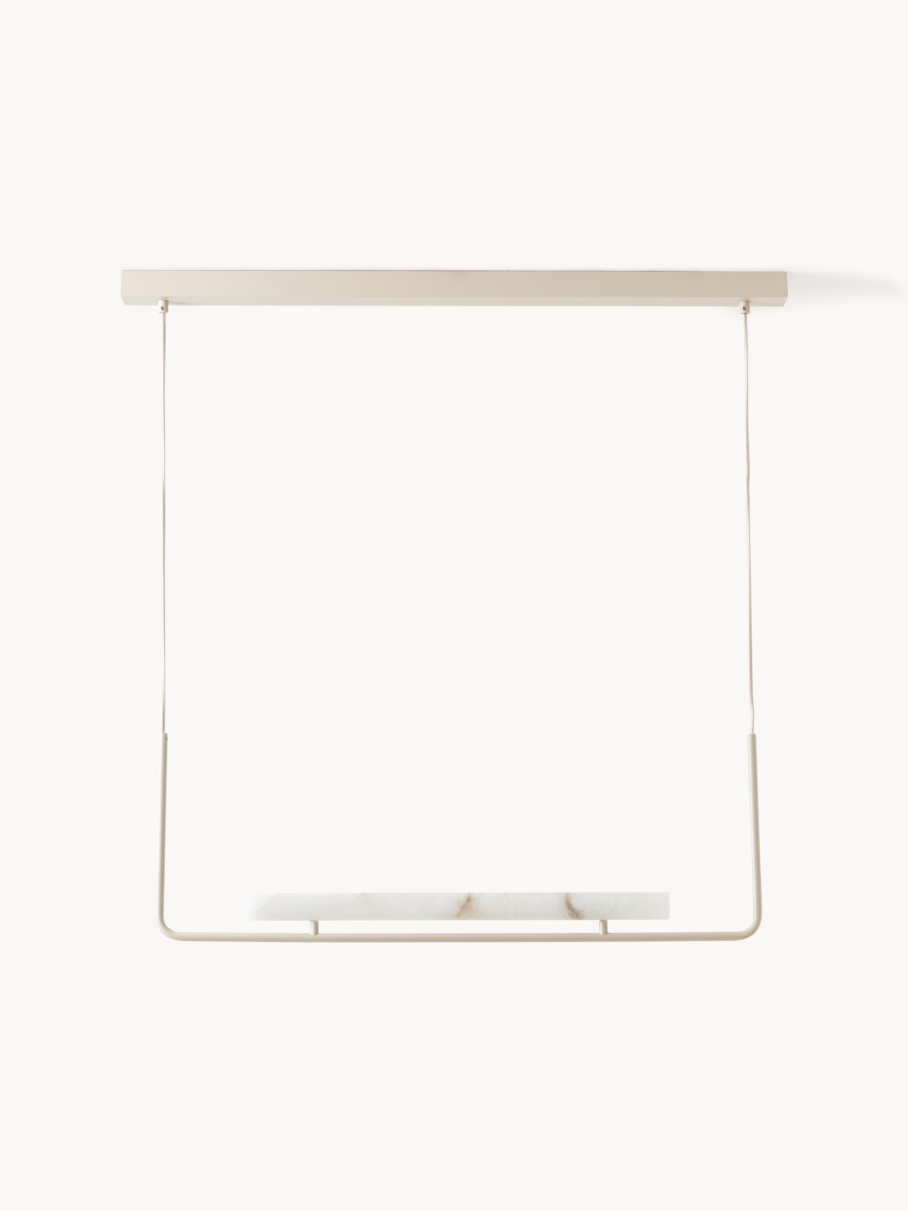 Grande suspension LED en albâtre Ingmund - Albâtre blanc, blanc cassé