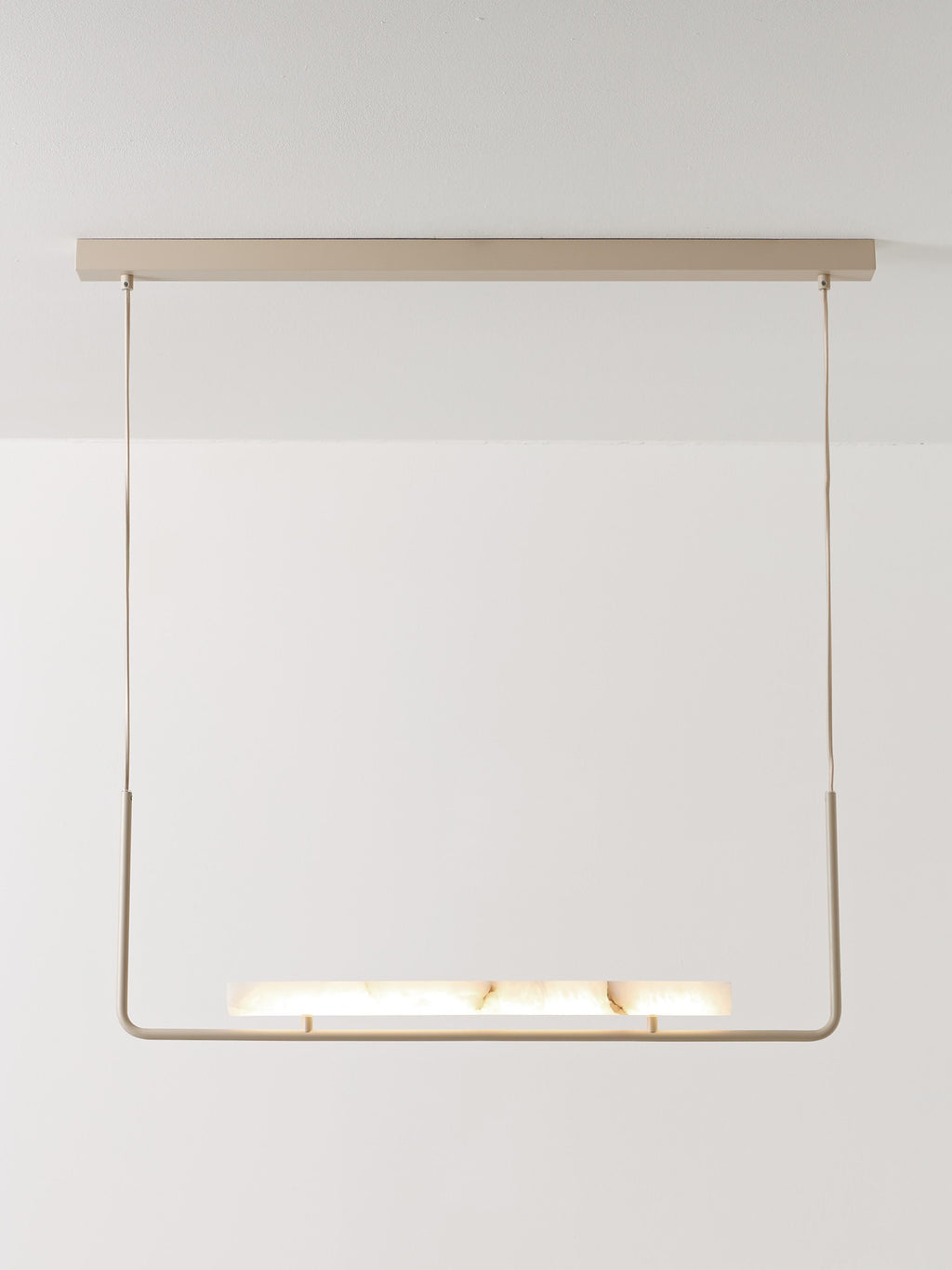 Grande suspension LED en albâtre Ingmund - Albâtre blanc, blanc cassé