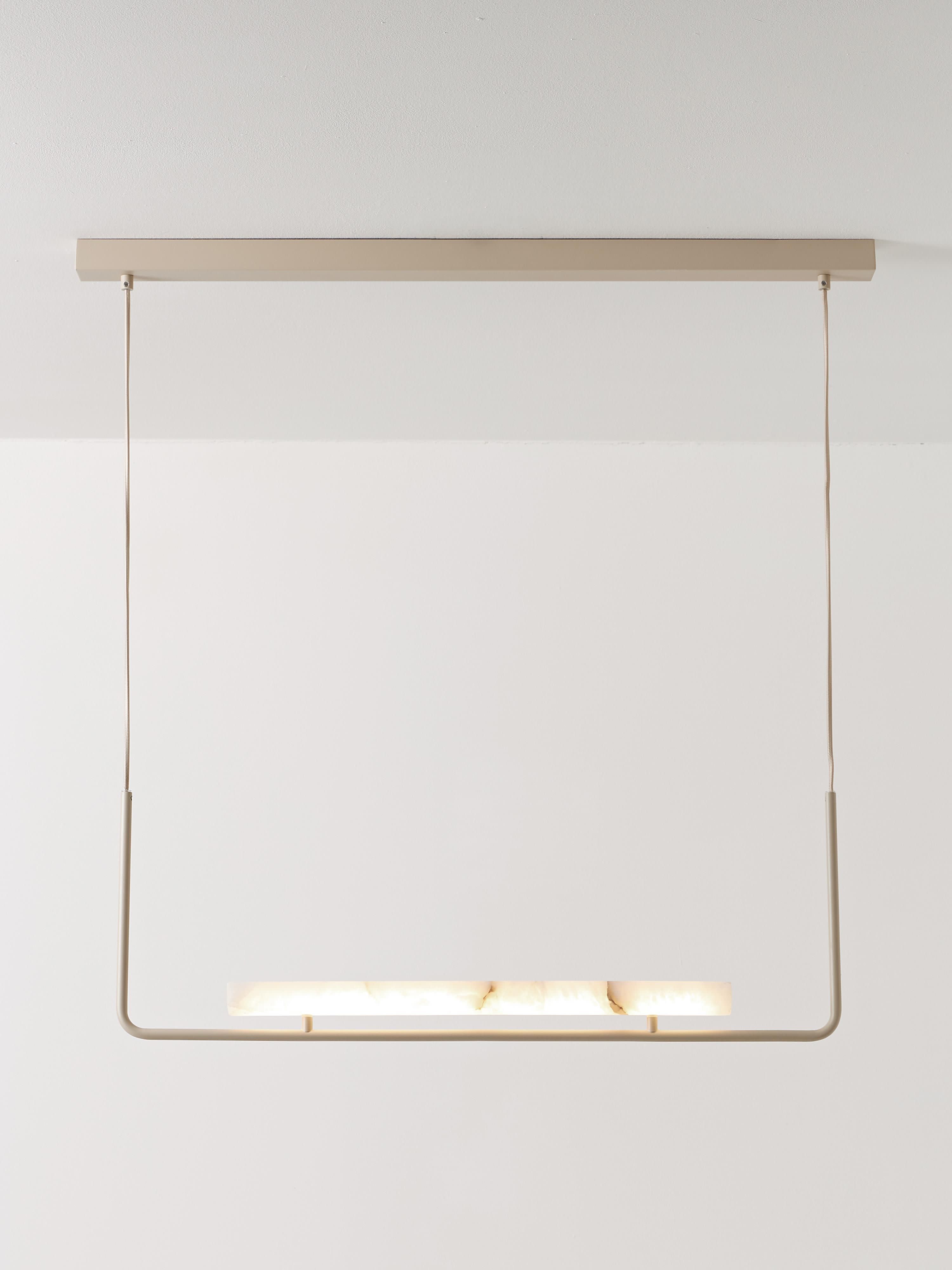 Grande suspension LED en albâtre Ingmund - Albâtre blanc, blanc cassé