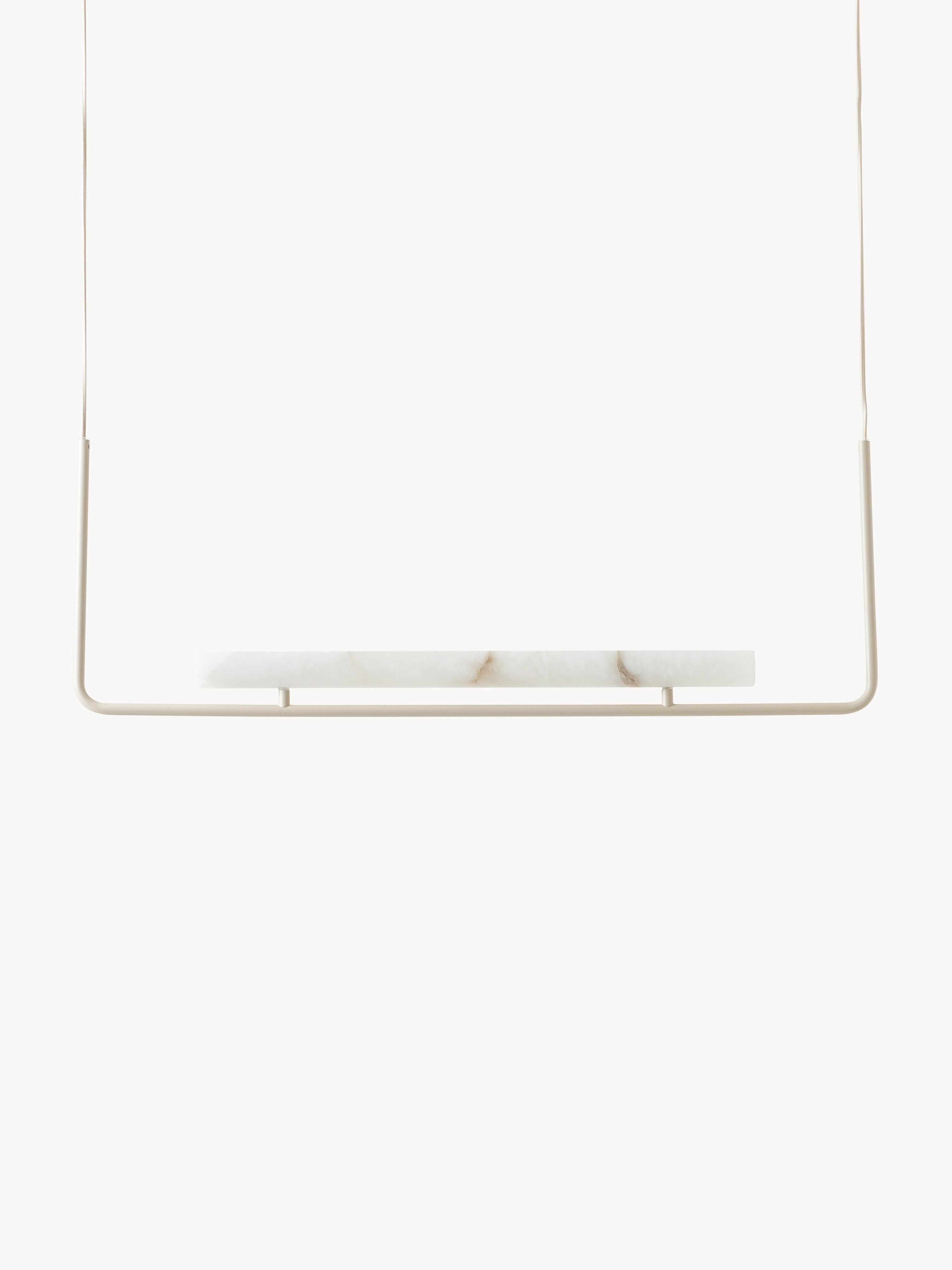 Grande suspension LED en albâtre Ingmund - Albâtre blanc, blanc cassé