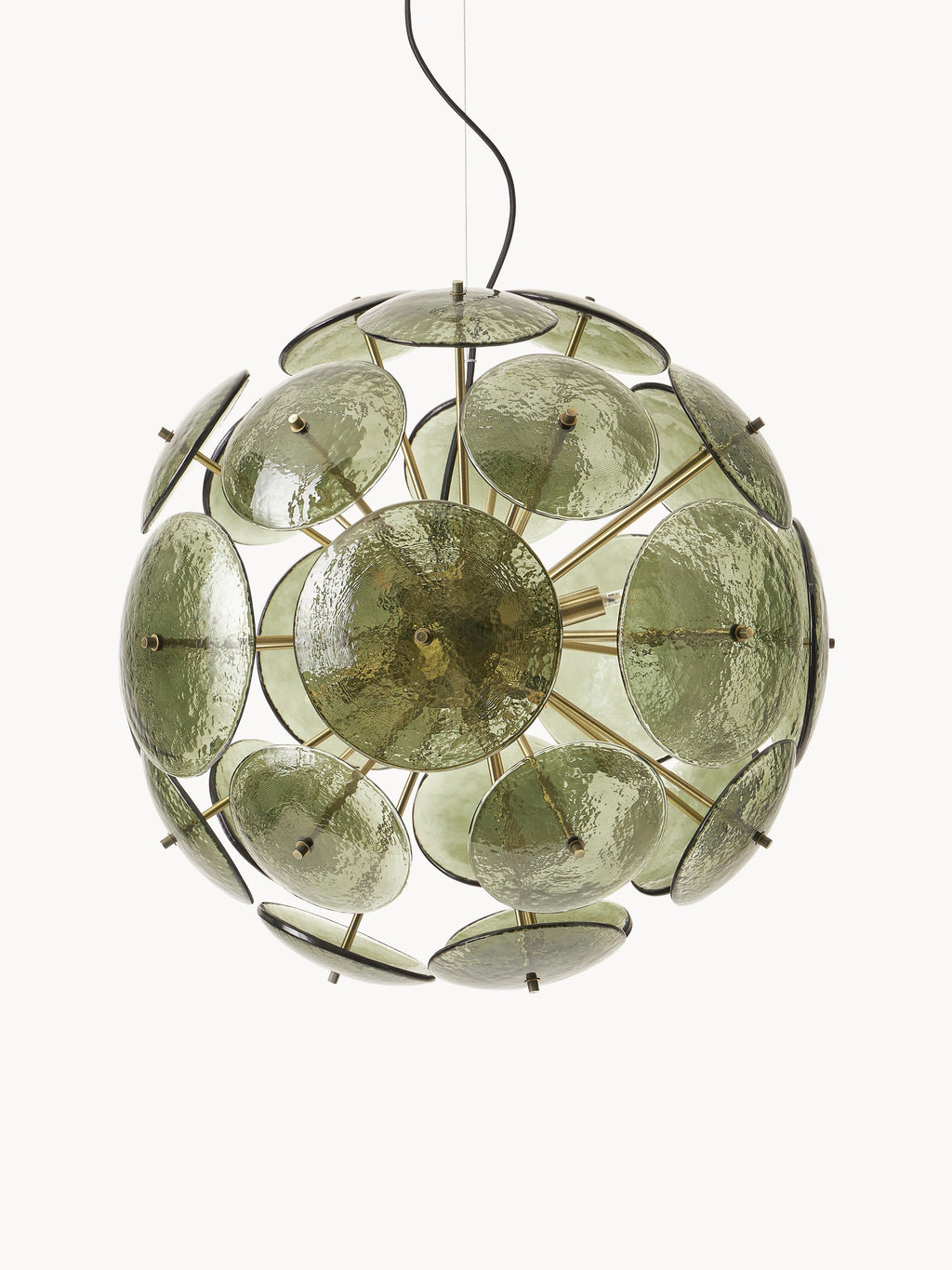 Suspension de verre Valdi - Vert olive, doré