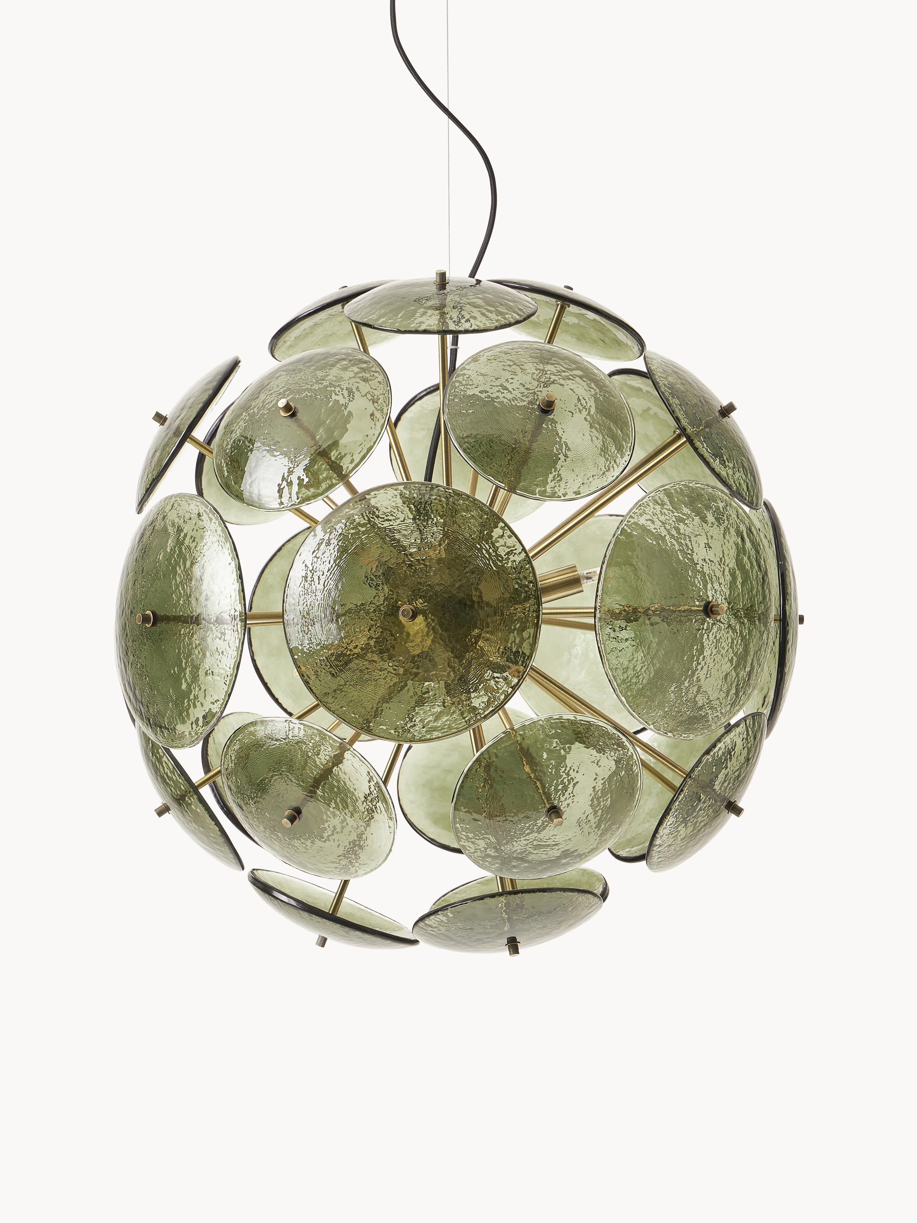 Suspension de verre Valdi - Vert olive, doré