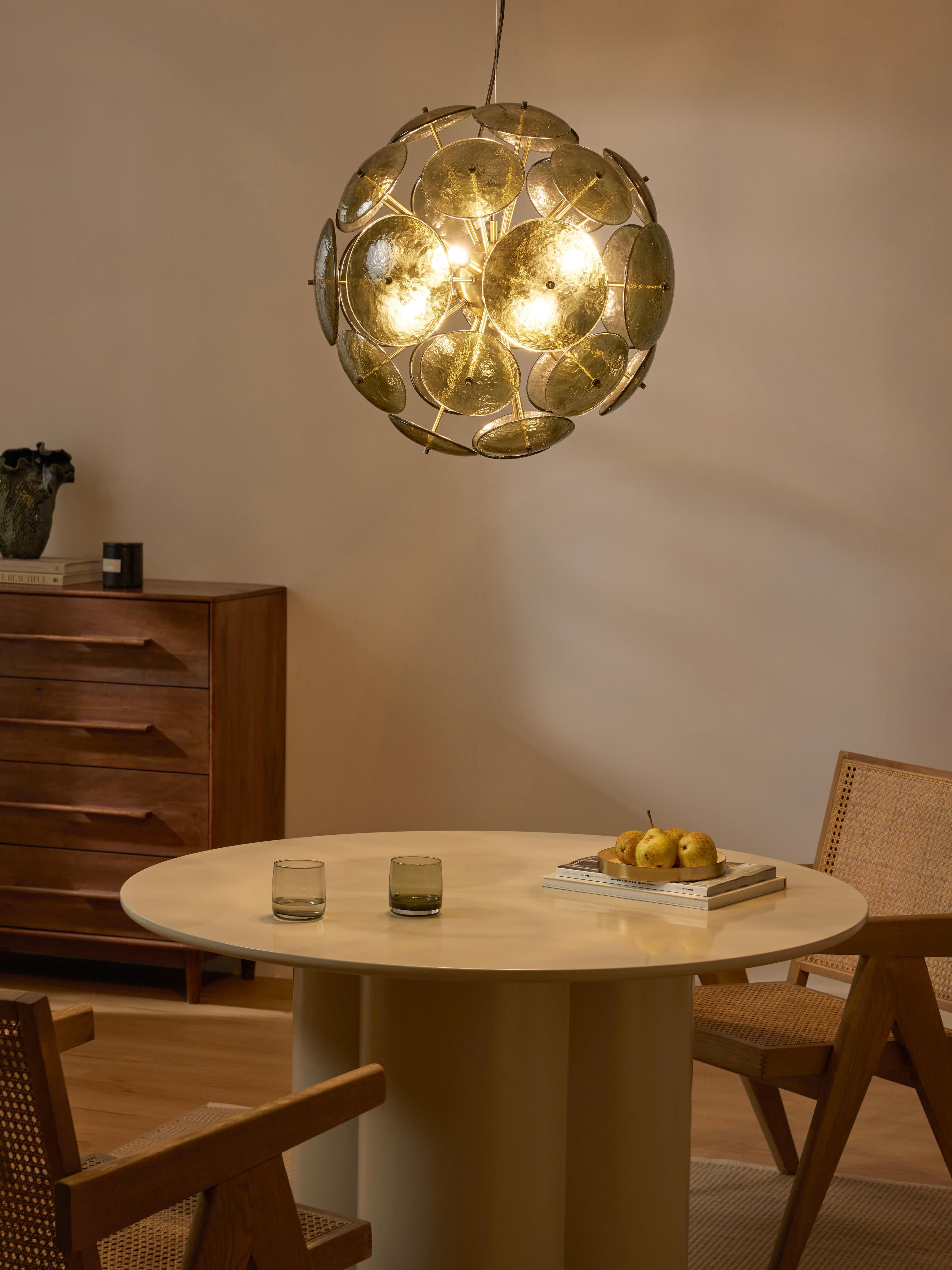 Suspension de verre Valdi - Vert olive, doré