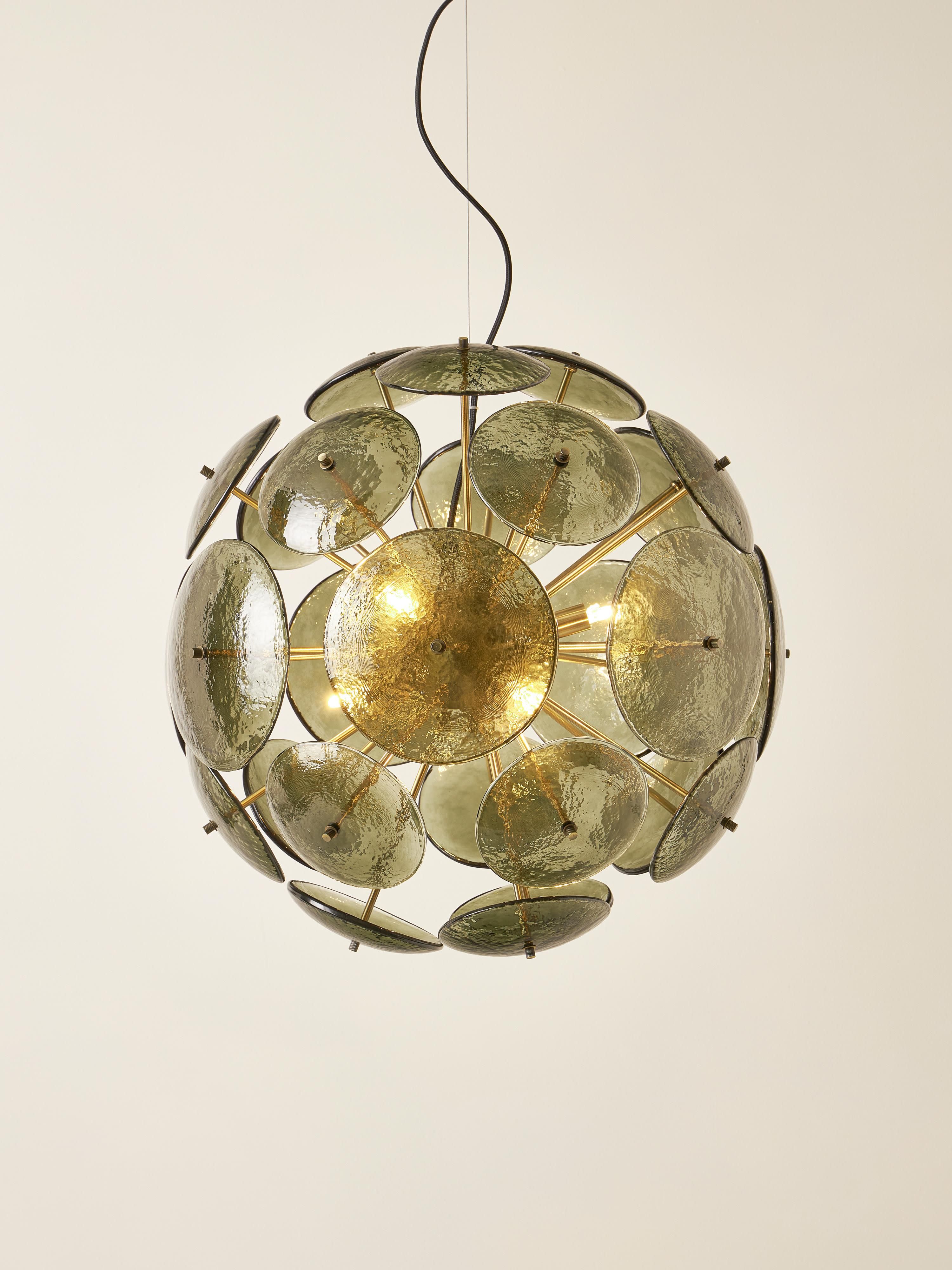 Suspension de verre Valdi - Vert olive, doré