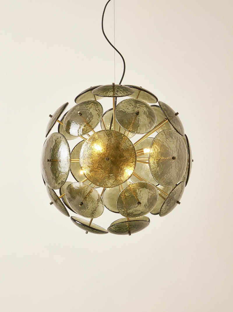 Suspension de verre Valdi - Vert olive, doré