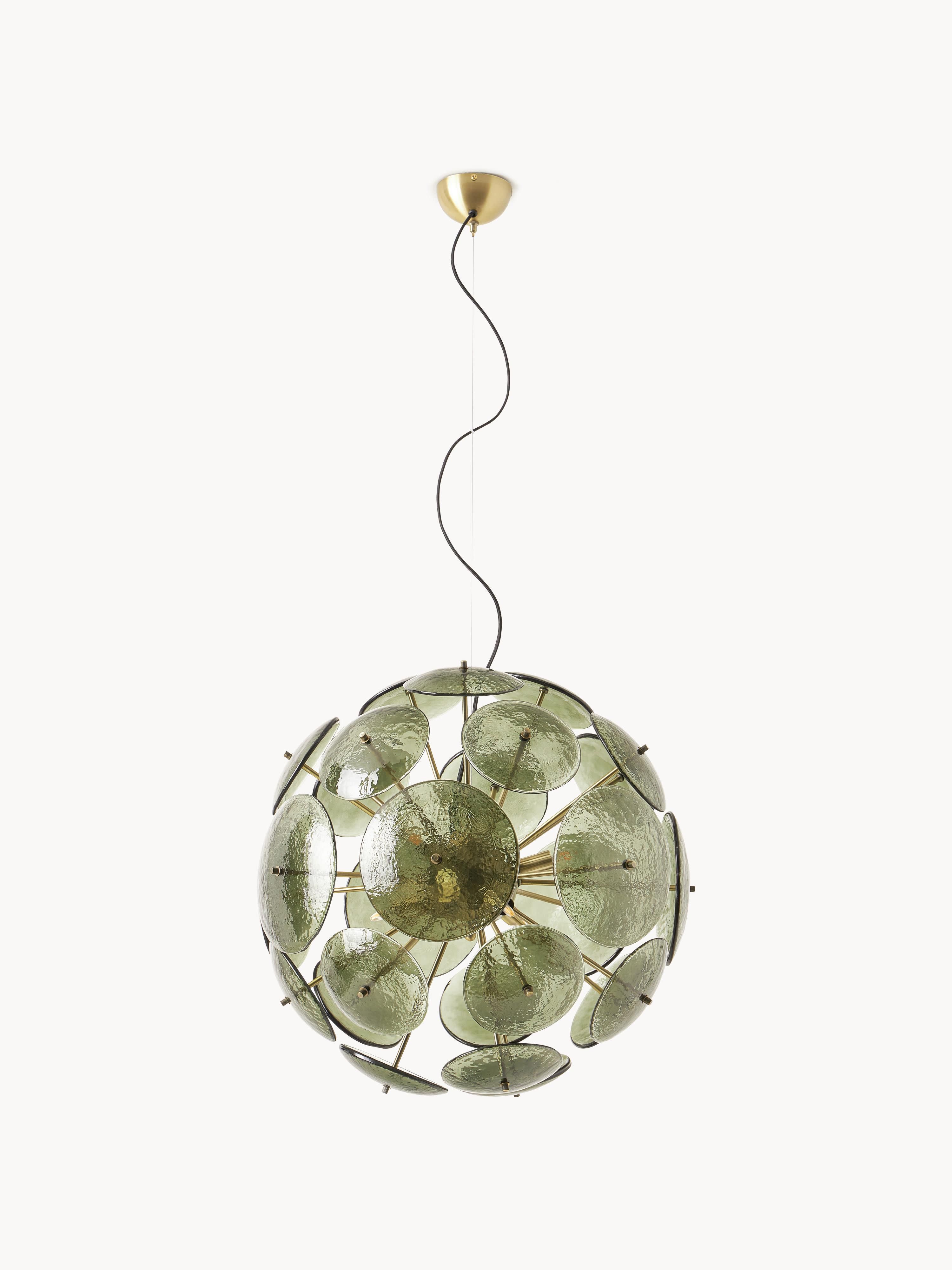 Suspension de verre Valdi - Vert olive, doré