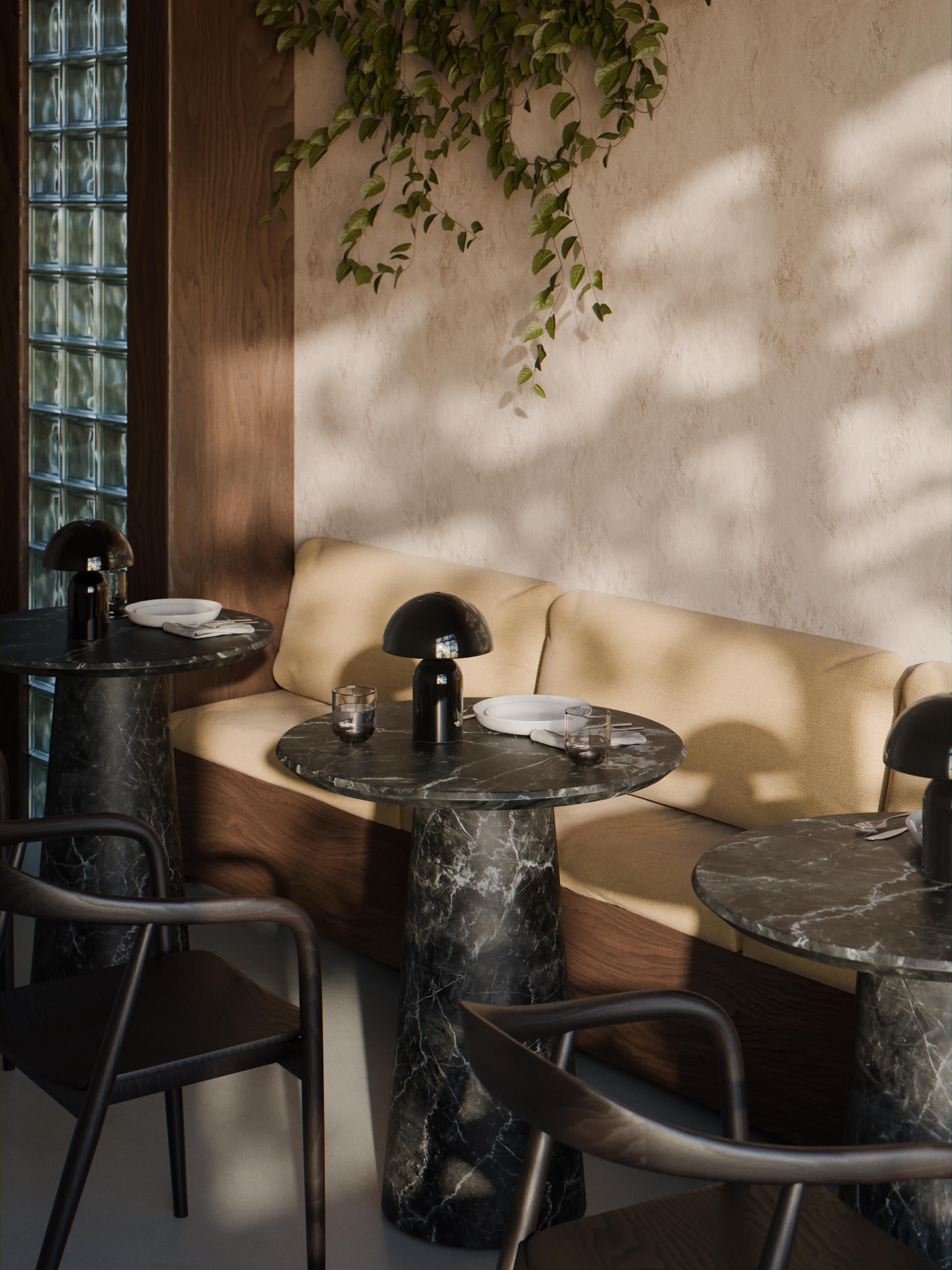 Petite lampe à poser LED mobile Elmo, intensité ajustable - Noir, haute brillance