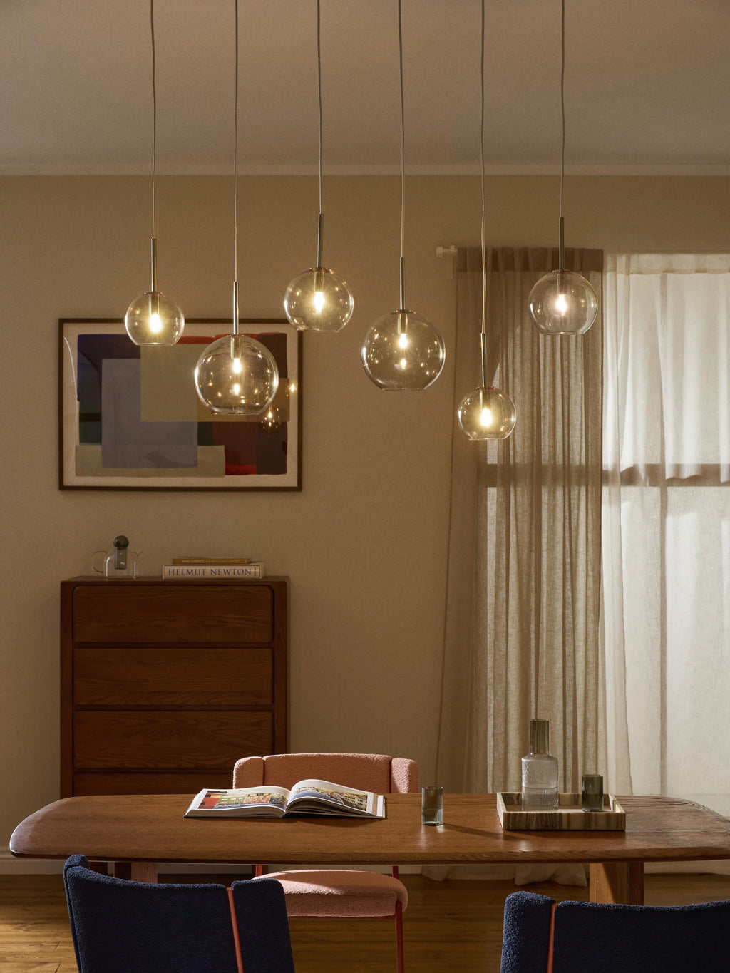 Grande suspension grappe Kjel - Beige, transparent